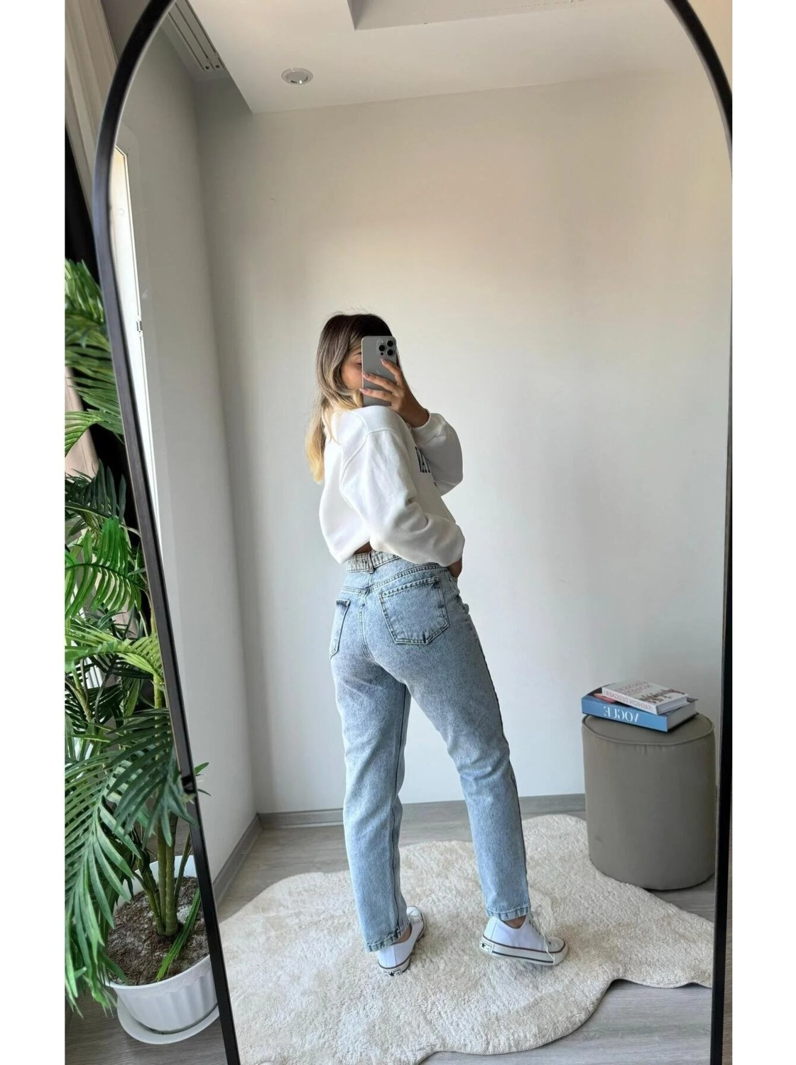Bees Jeans Mavi Yüksek Bel Yumuşak Dokunuşlu Rahat Kesim Mom Jeans görsel 6