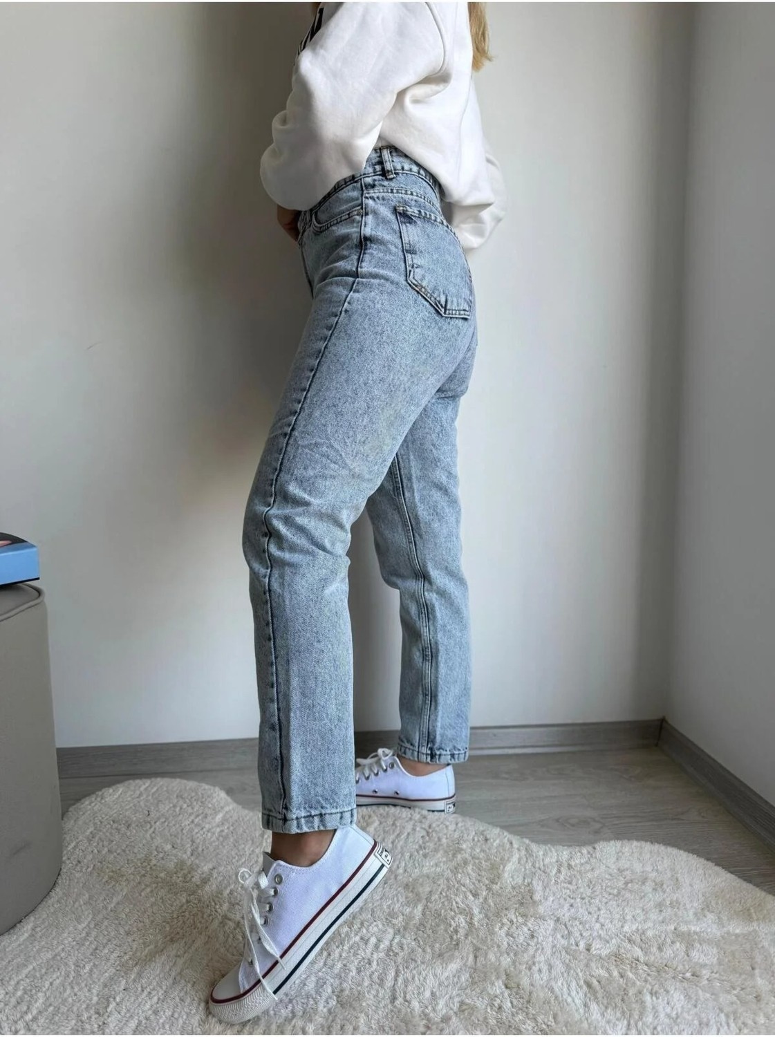 Bees Jeans Mavi Yüksek Bel Yumuşak Dokunuşlu Rahat Kesim Mom Jeans görsel 7