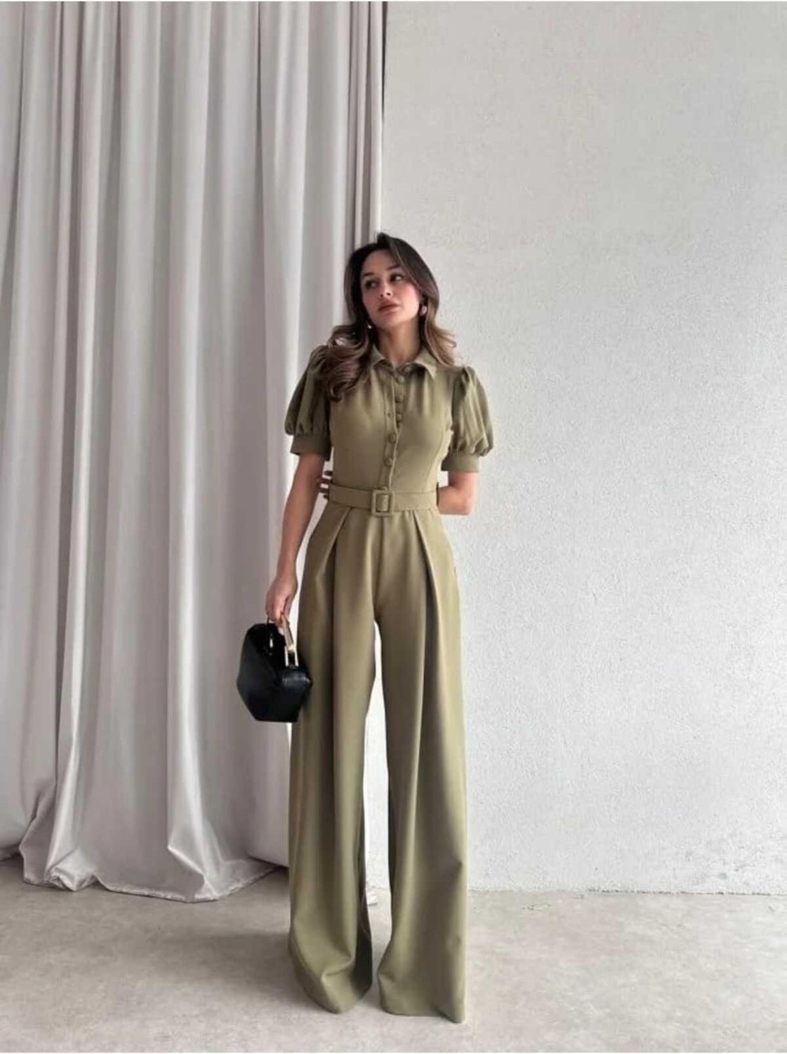 Moda Durağı Steffy Premium Kaliteli Tulum Haki görsel 2