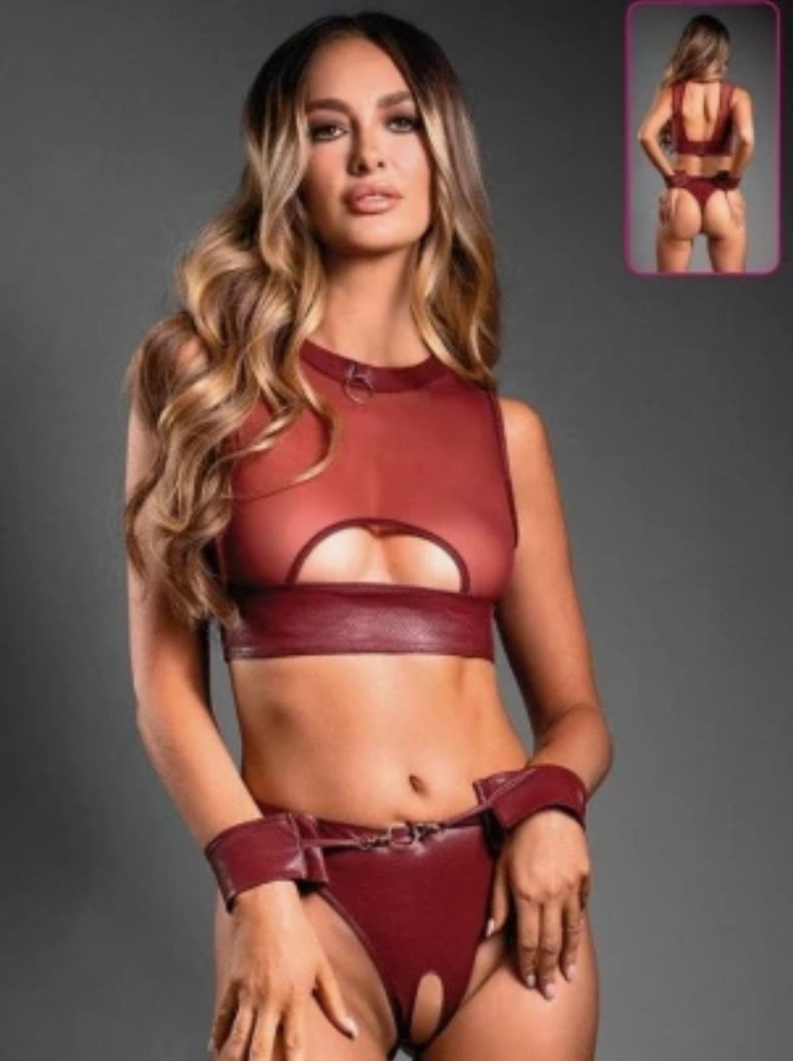 For Dreams Deri Görünümlü Fantezi Harness Bralet Takımı