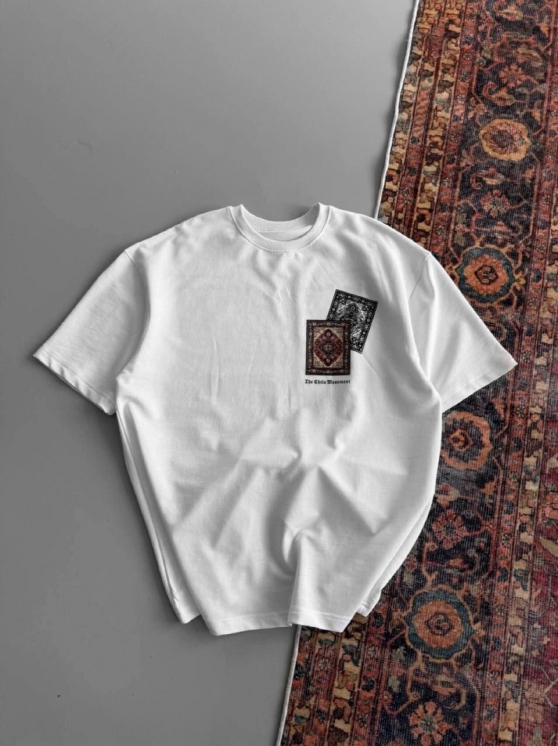 Pileli Store Erkek Baskılı Oversize T-Shirt - Beyaz görsel 4