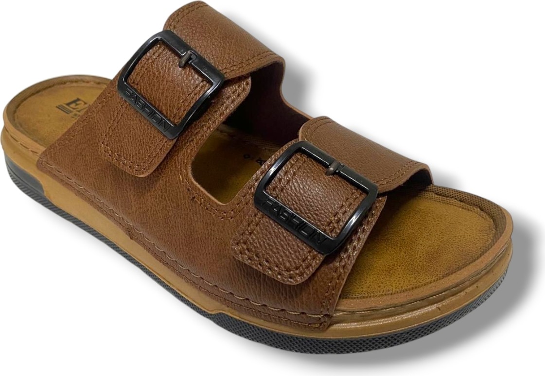 Enova M253-0202-25 Deri Anatomik Soft Çift Bant Erkek Terlik