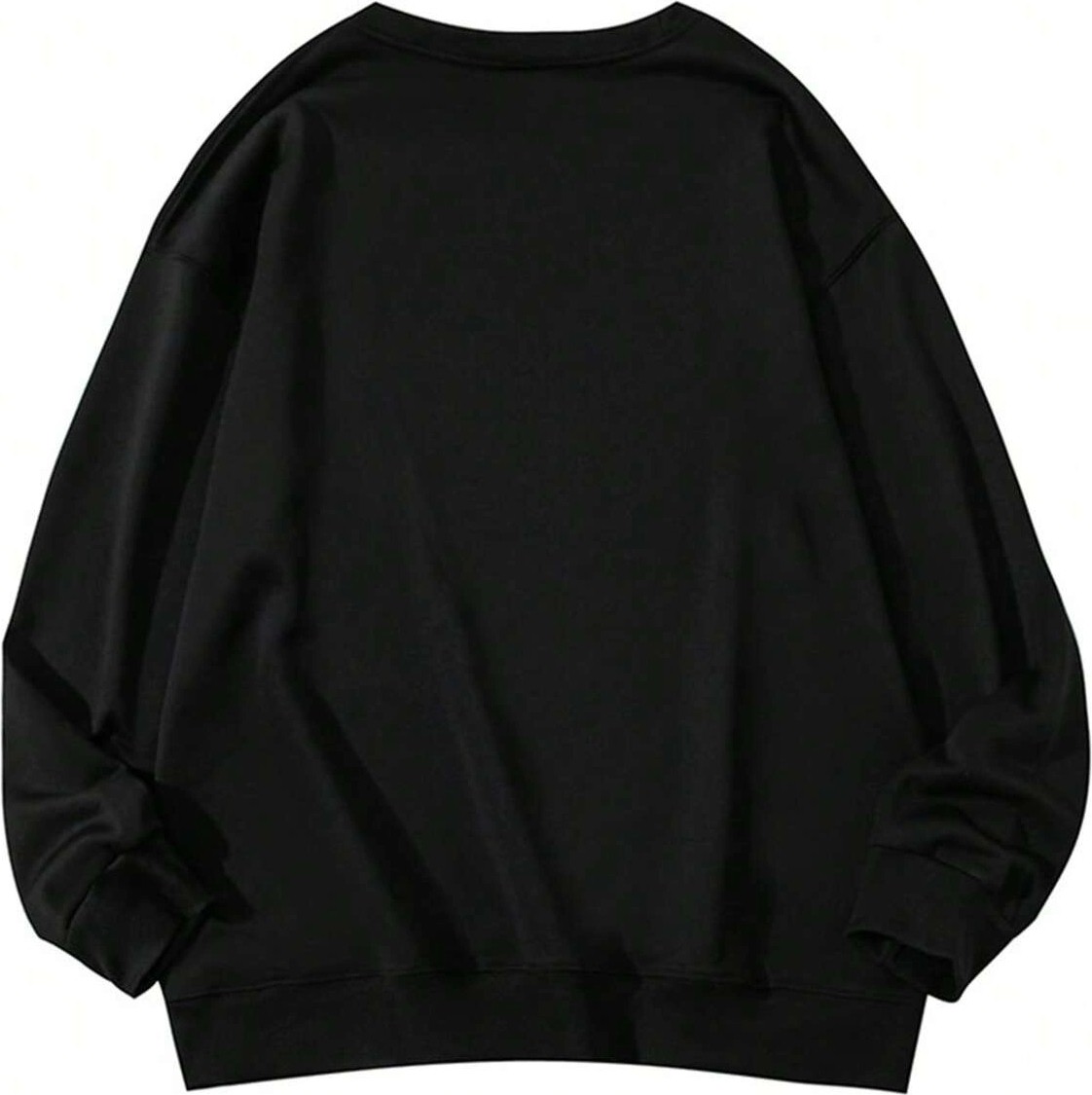 Tarzsokak Letter & Star Pattern Drop Shoulder Pullover Siyah görsel 2