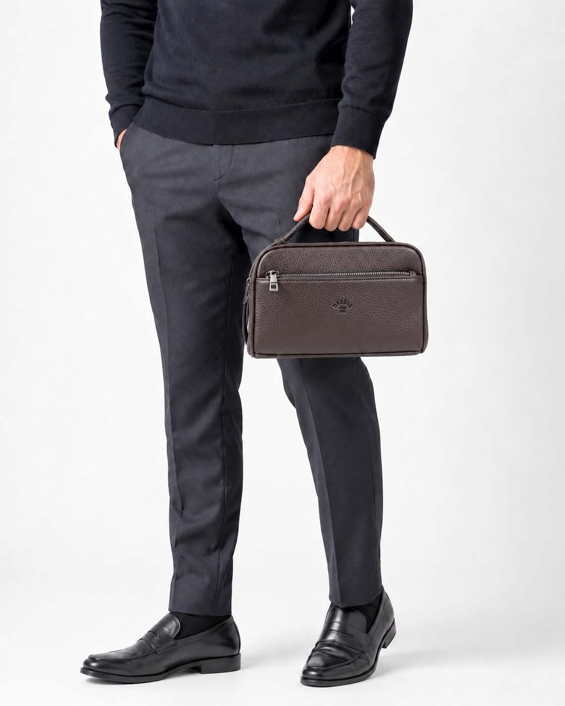 Derise Club Erkek Kahverengi El Çantası Portföy Çanta Iki Bölmeli El Çantası Clutch Çanta