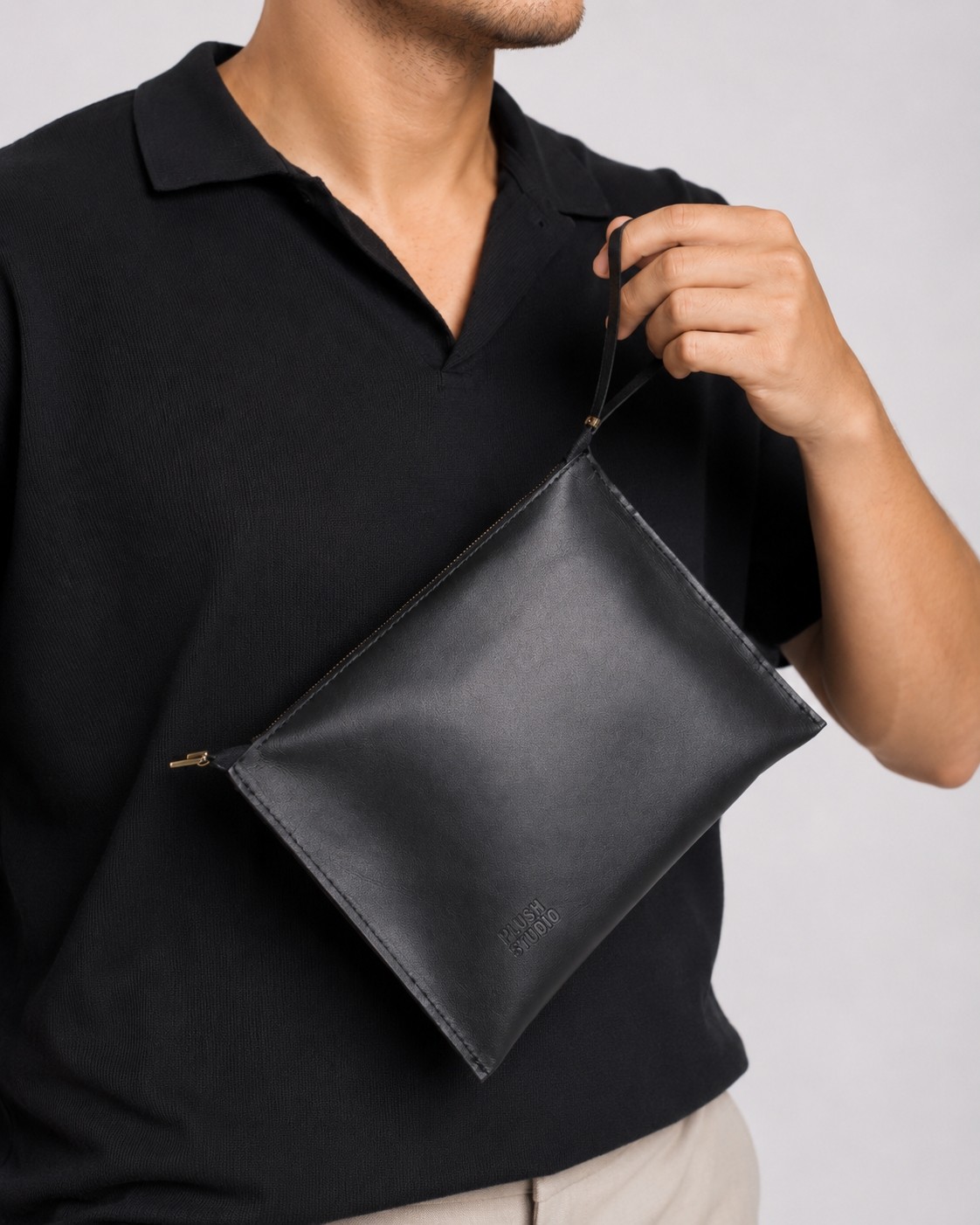 Plush Studio İstanbul Noir Case Hakiki Deri Erkek Clutch El Çantası Kahverengi görsel 6