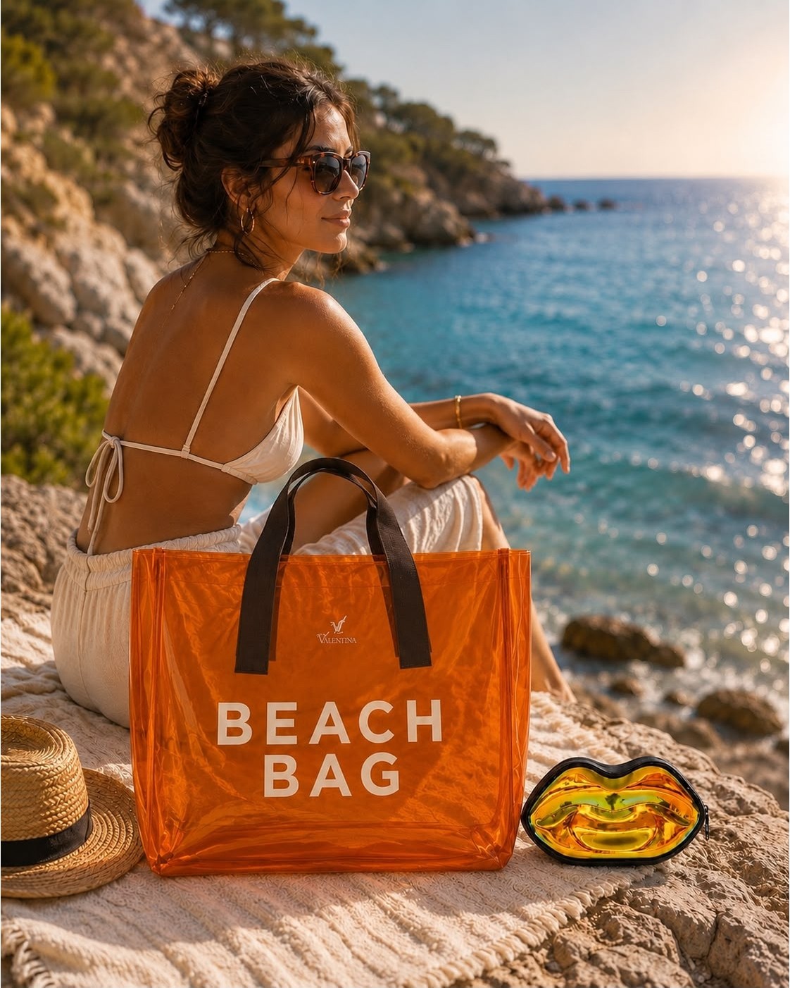 Victoria Valeria Summer Time A Kalite Şeffaf Plaj Çantası + Değerli Eşya Çantası görsel 3