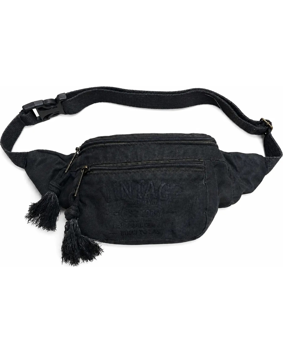 Street Bag Vintage Retro Tasarım Kanvas Çapraz Bel Çantası Püskül Detaylı Retro Çok Gözlü Bel Çantası görsel 7