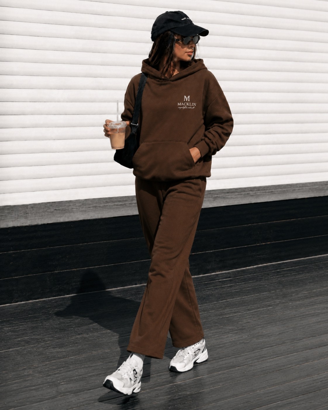 Macklin Unisex Kadın Erkek Movement Baskılı Oversize 3 Iplik Kapüşonlu Sweatshirt ve Baggy Eşofman Altı görsel 6
