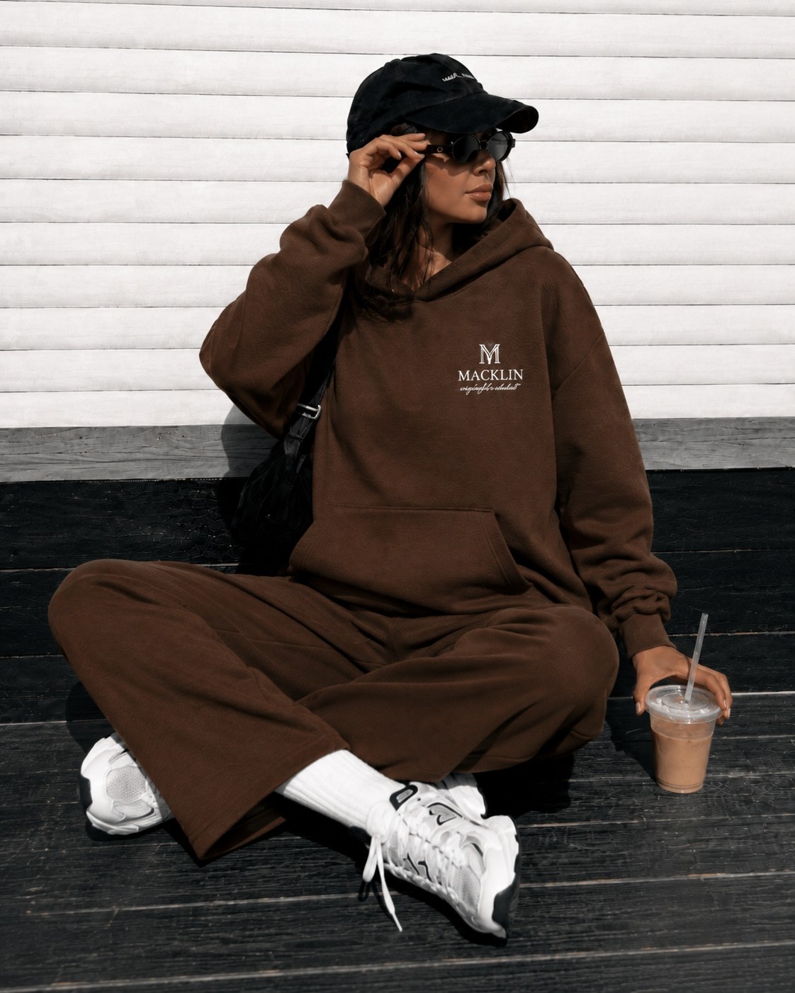 Macklin Unisex Kadın Erkek Movement Baskılı Oversize 3 Iplik Kapüşonlu Sweatshirt ve Baggy Eşofman Altı görsel 8