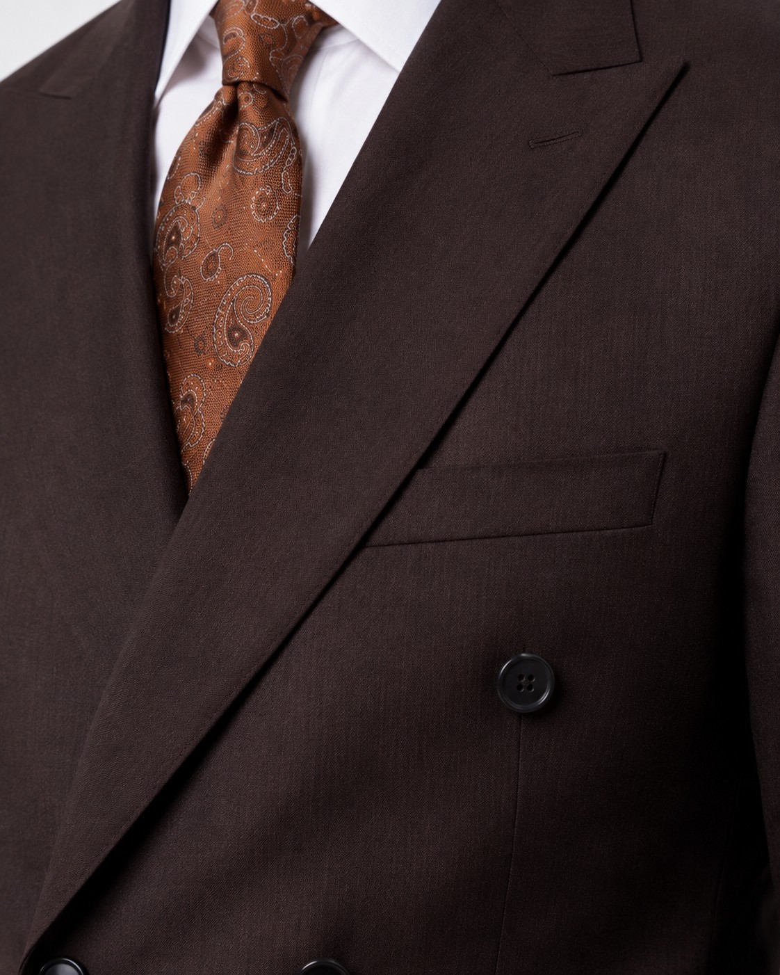 HC MEN CLASSIC Erkek Kahverengi Regular Fit Armürlü Polyamid Kruvaze Takım Elbise görsel 5