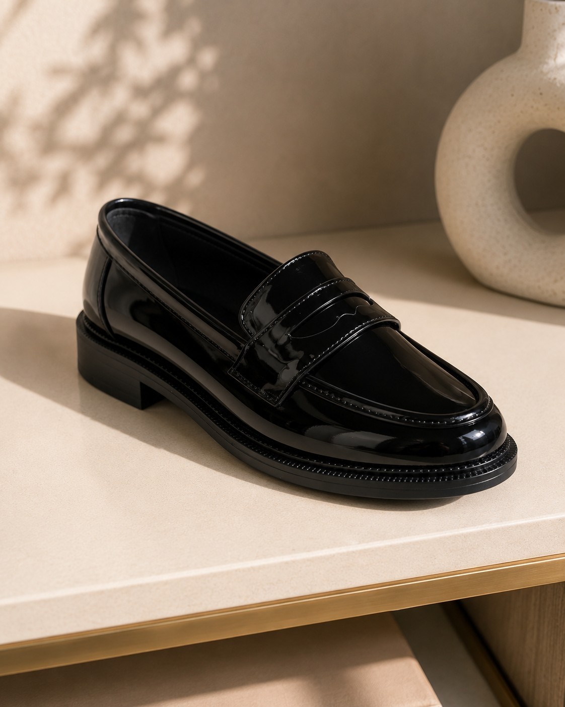 Zenora Shoes Kadın Loafer Makosen Casual Günlük Ayakkabı Şık ve Rahat Rugan Siyah Ayakkabı görsel 4