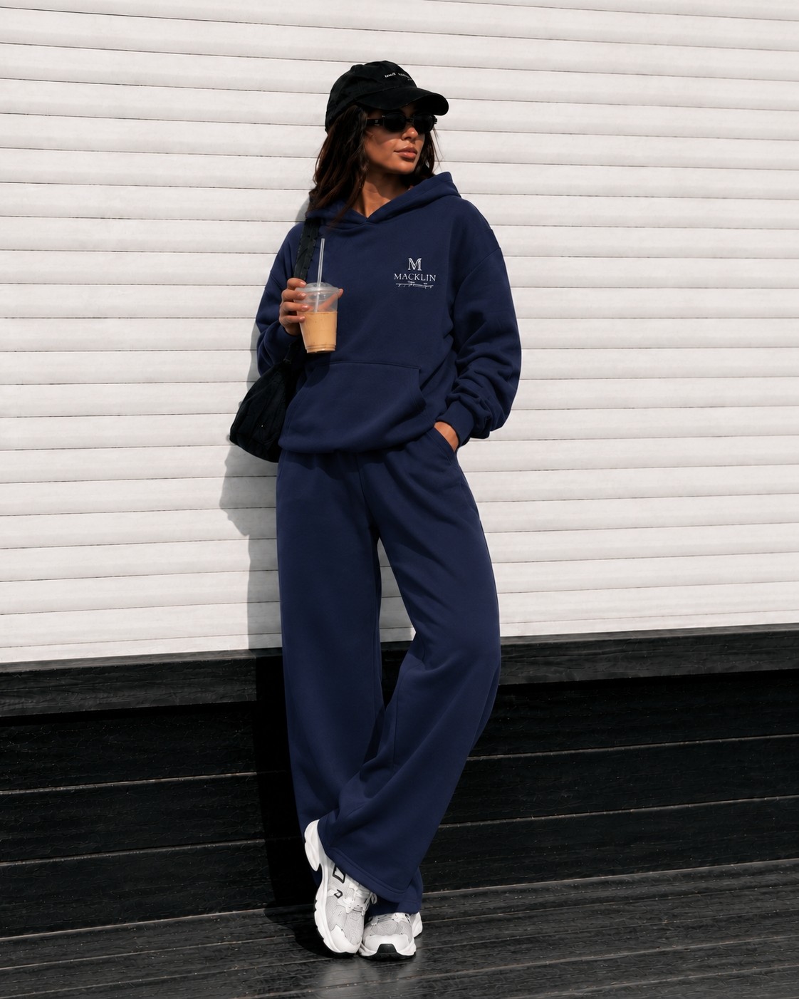Macklin Unisex Kadın Erkek Movement Baskılı Oversize 3 Iplik Kapüşonlu Sweatshirt ve Baggy Eşofman Altı