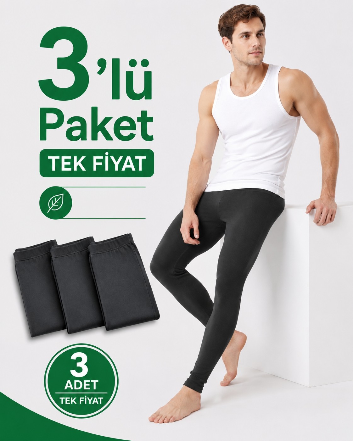 don-x | Erkek Rahat Kışlık Termal Tayt Eko 3'lü Paket Antrasit ( 3 Adet ) görsel 5
