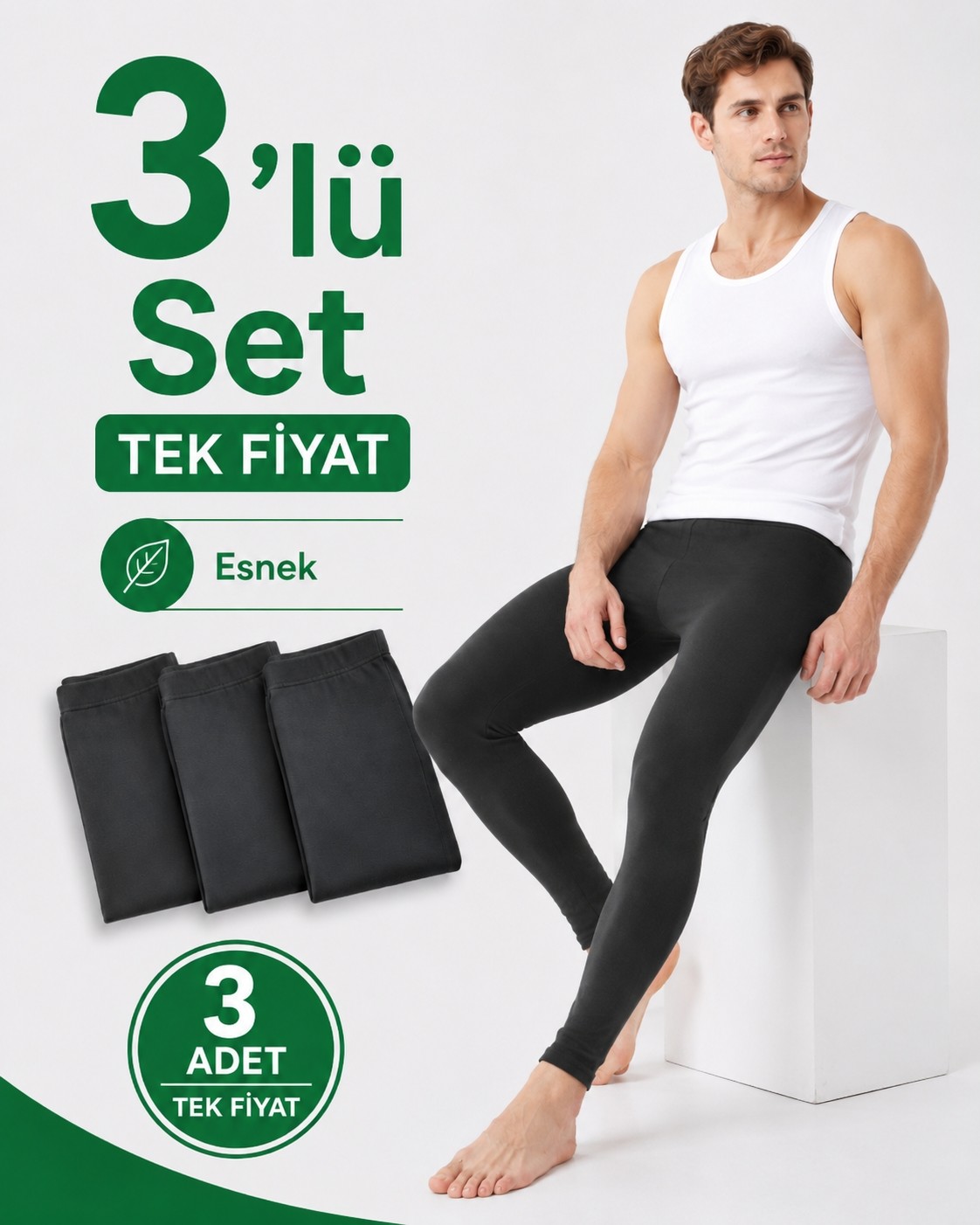 don-x | Erkek Rahat Kışlık Termal Tayt Eko 3'lü Paket Antrasit ( 3 Adet ) görsel 7