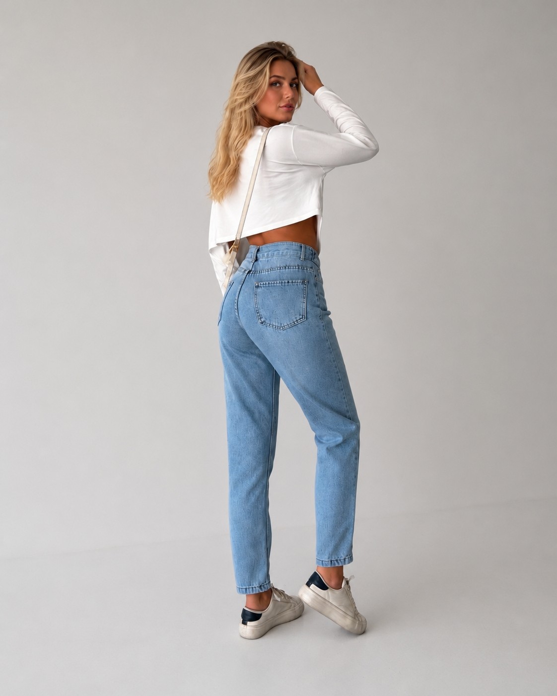 Shevega Yüksek Bel Kemer Detaylı Trend Mom Jean Boyfriend Kot Pantolon görsel 3