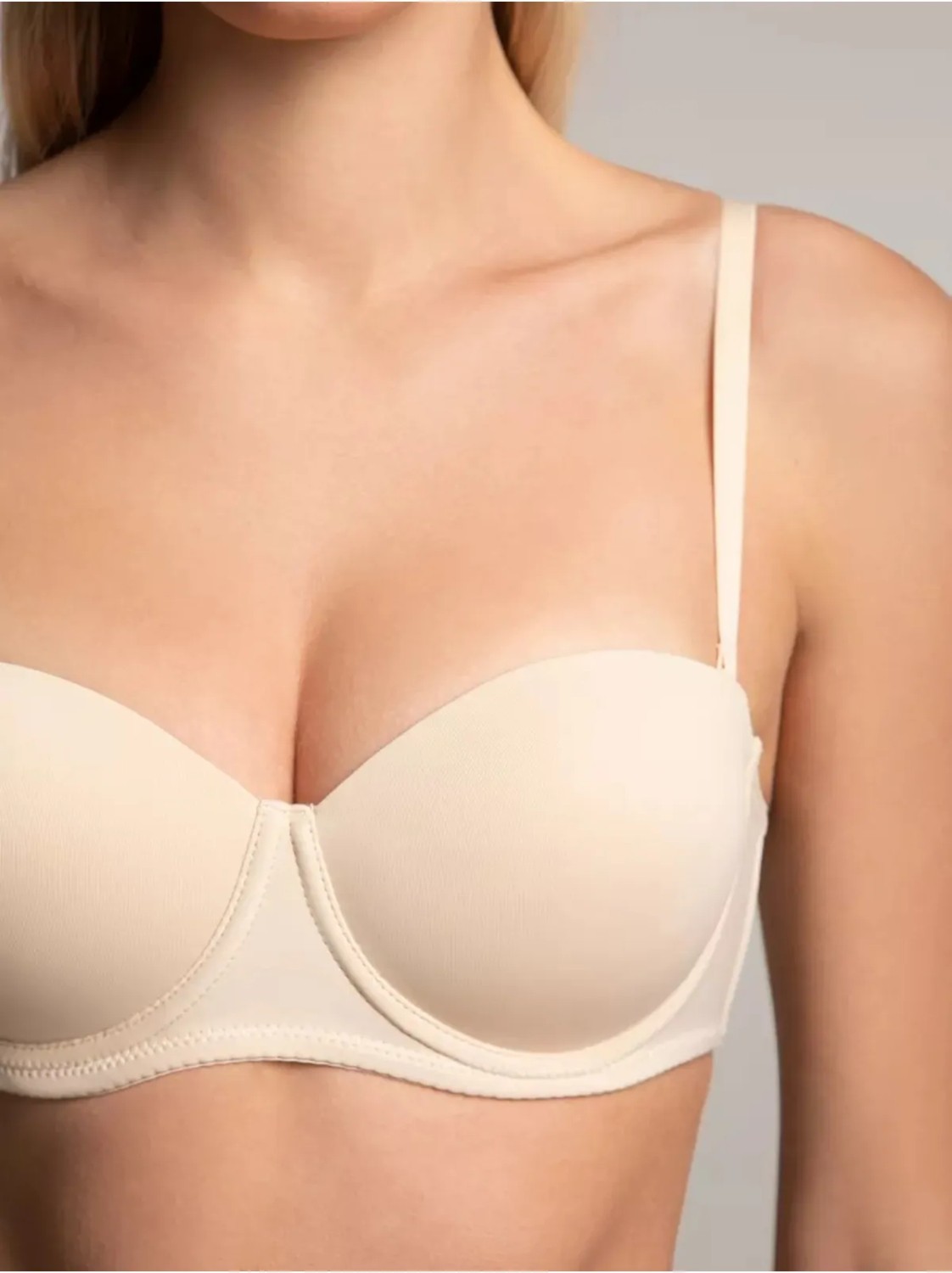 Mistirik Lenola Model Destekli Push Up Dolgulu Yumuşak Dokulu Straplez Sütyen