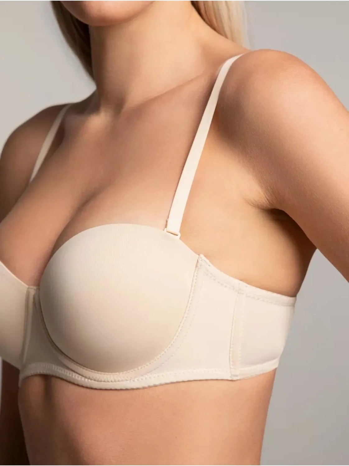 Mistirik Lenola Model Destekli Push Up Dolgulu Yumuşak Dokulu Straplez Sütyen görsel 2