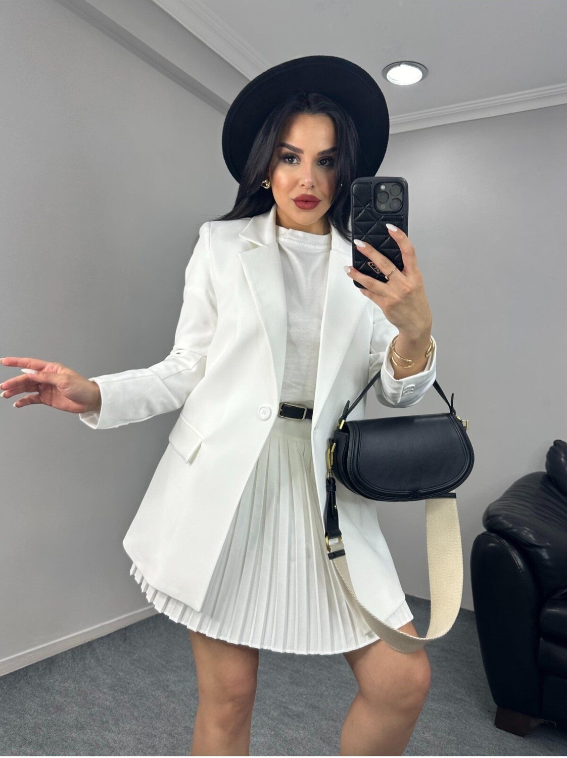 Suxircnhtmts Kadın Tek Düğmeli Blazer Ceket görsel 8