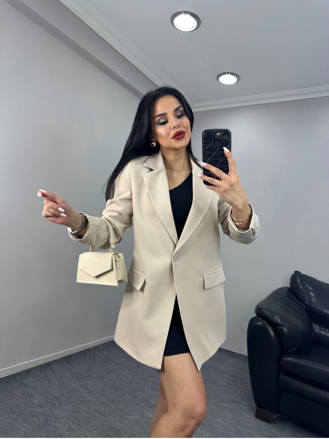 Suxircnhtmts Kadın Tek Düğmeli Blazer Ceket