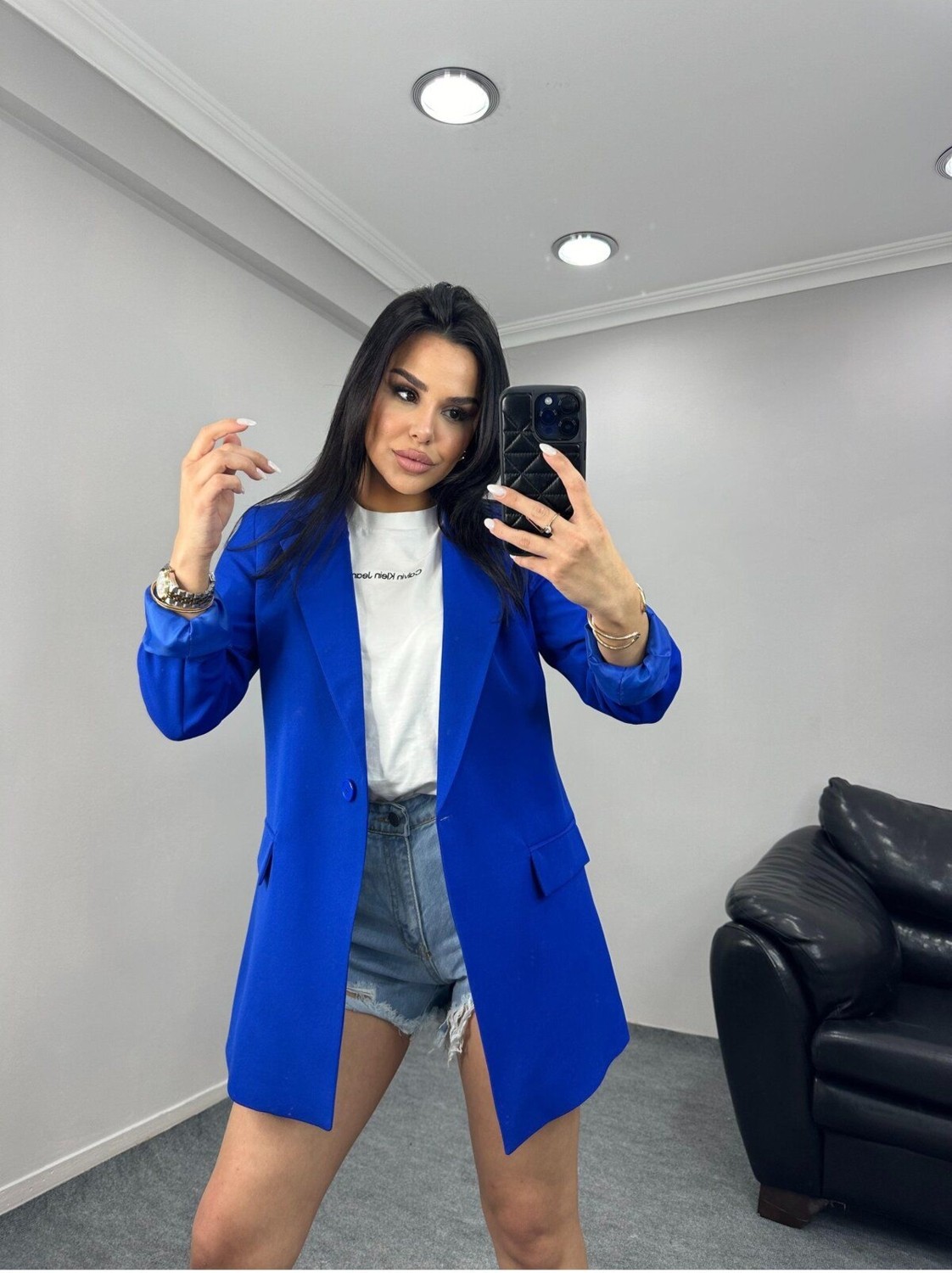Suxircnhtmts Kadın Tek Düğmeli Blazer Ceket görsel 2