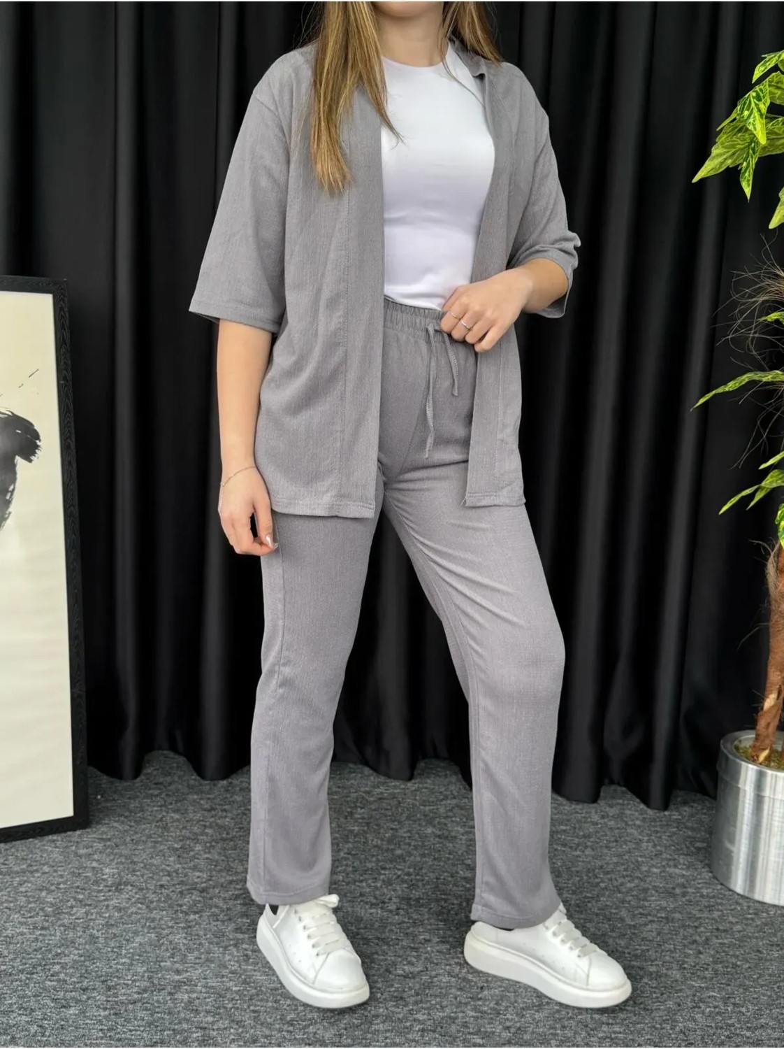 Yoho Sport Kadın Duman Gri Kimono Bürümcük Alt Üst Takım görsel 4