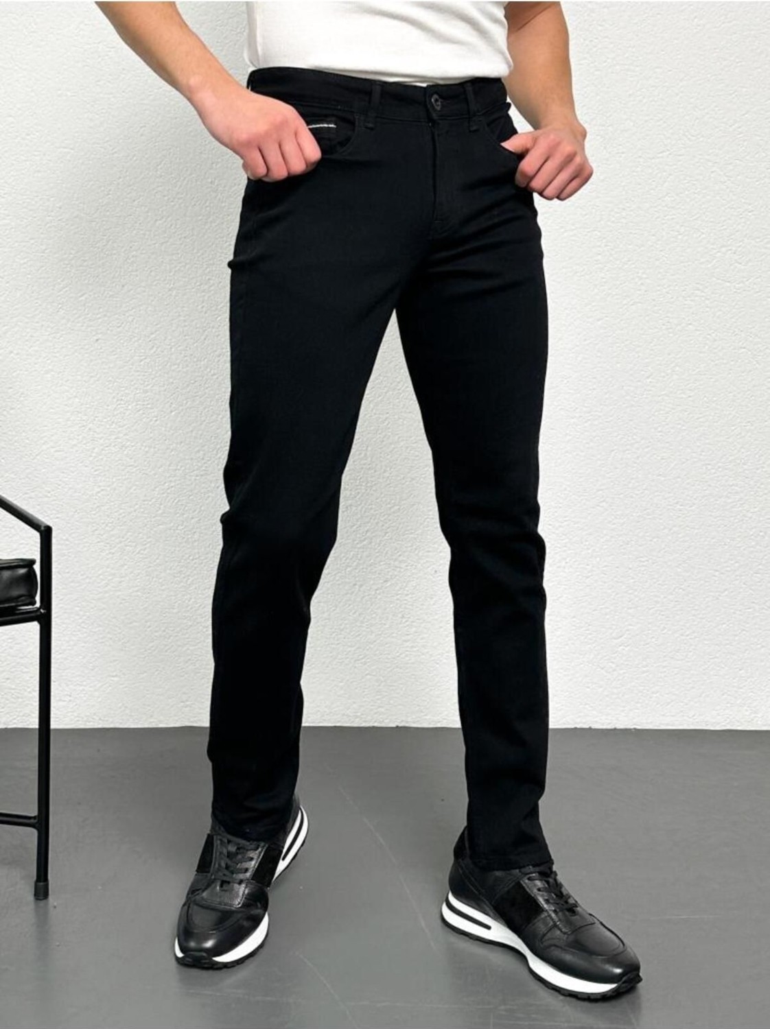 Hlt Jeans Erkek Siyah Şeritli Model Regular Fit Rahat Kesim Esnek Likralı Denim Jeans Kot Pantolon Hlthe001914 görsel 3