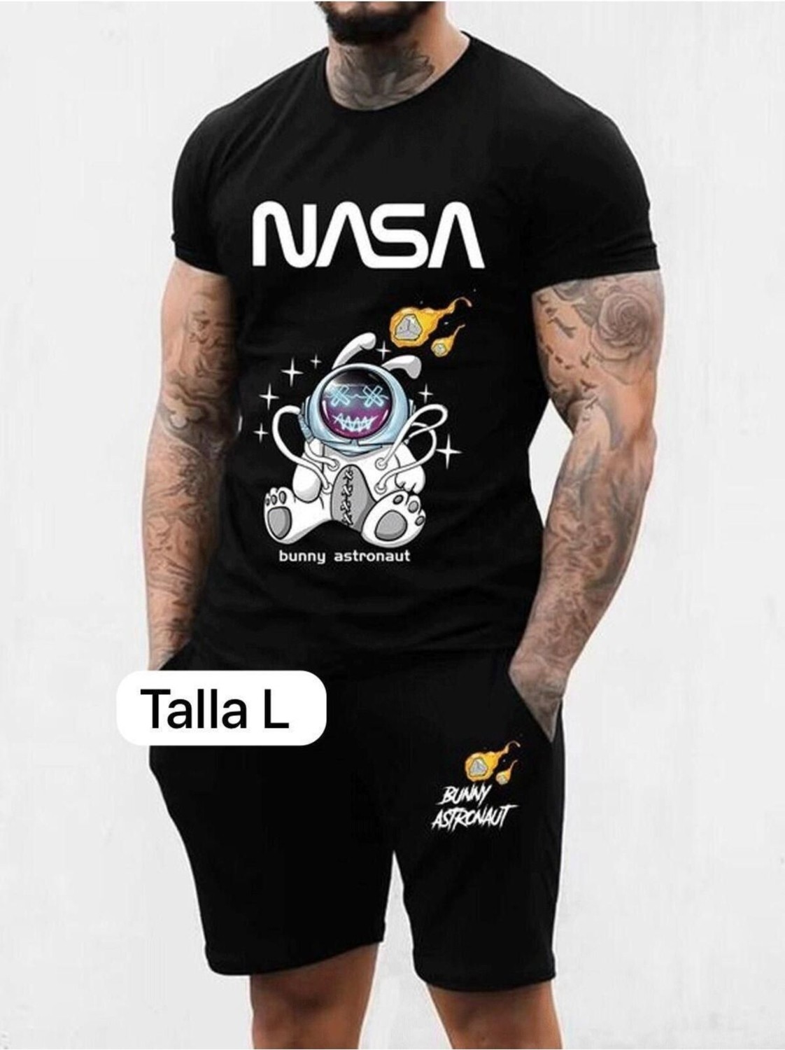 Yoho Sport Unısex Nasa Astronotu Baskılı Tişört Şort Takımı
