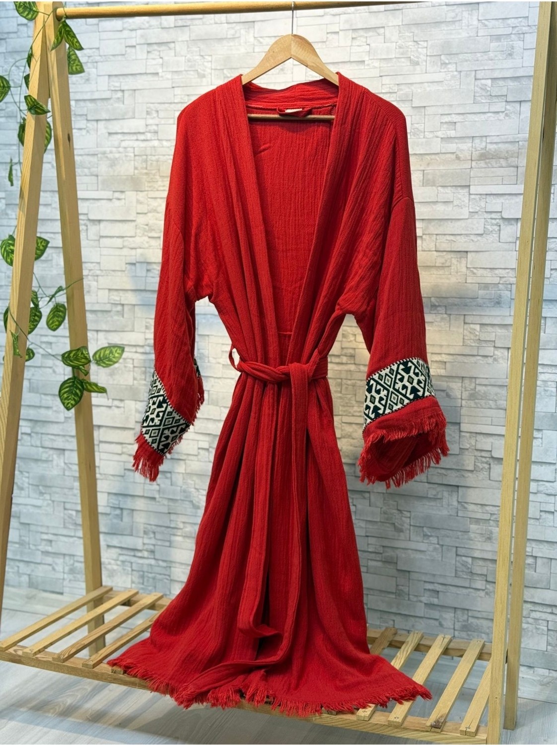 Befera Design Sultan Müslin Kimono %100 Pamuklu Bornoz Kaftan Sabahlık görsel 4