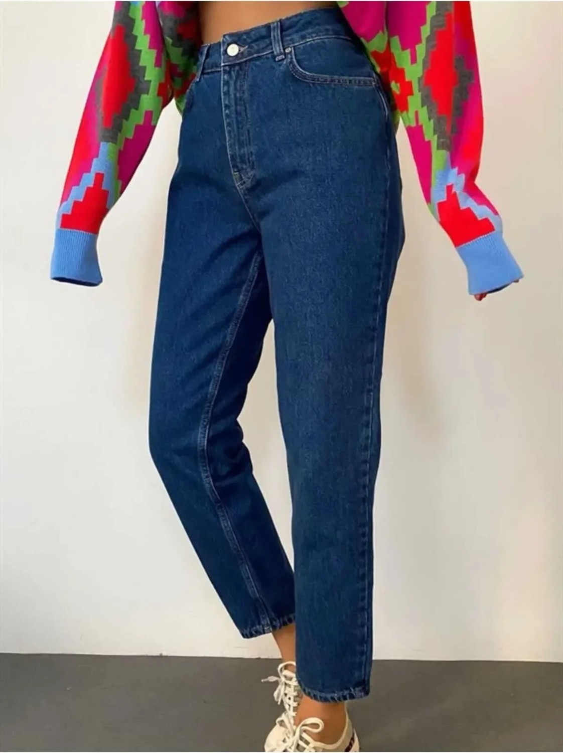 Bees Jeans Mavi Yüksek Bel Yumuşak Dokunuşlu Rahat Kesim Mom Jeans görsel 3