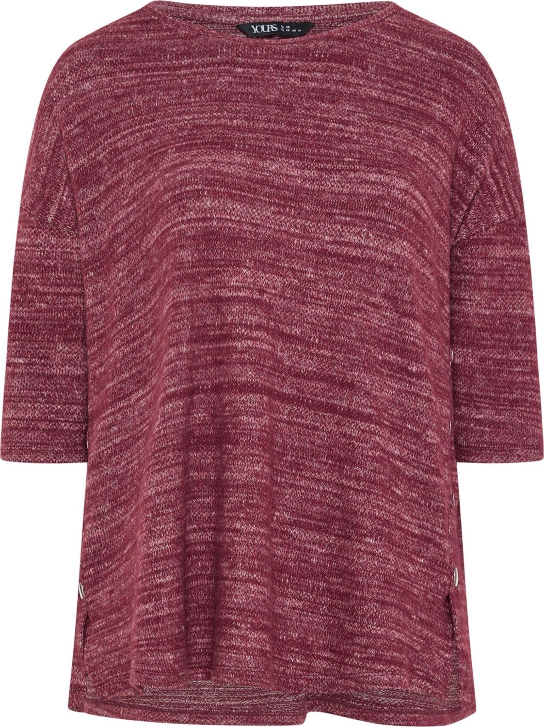 Büyük Beden Mor Yarım Kol Düğme Detaylı Sweatshirt 304438 Kadın Konforlu Triko Kumaş görsel 6