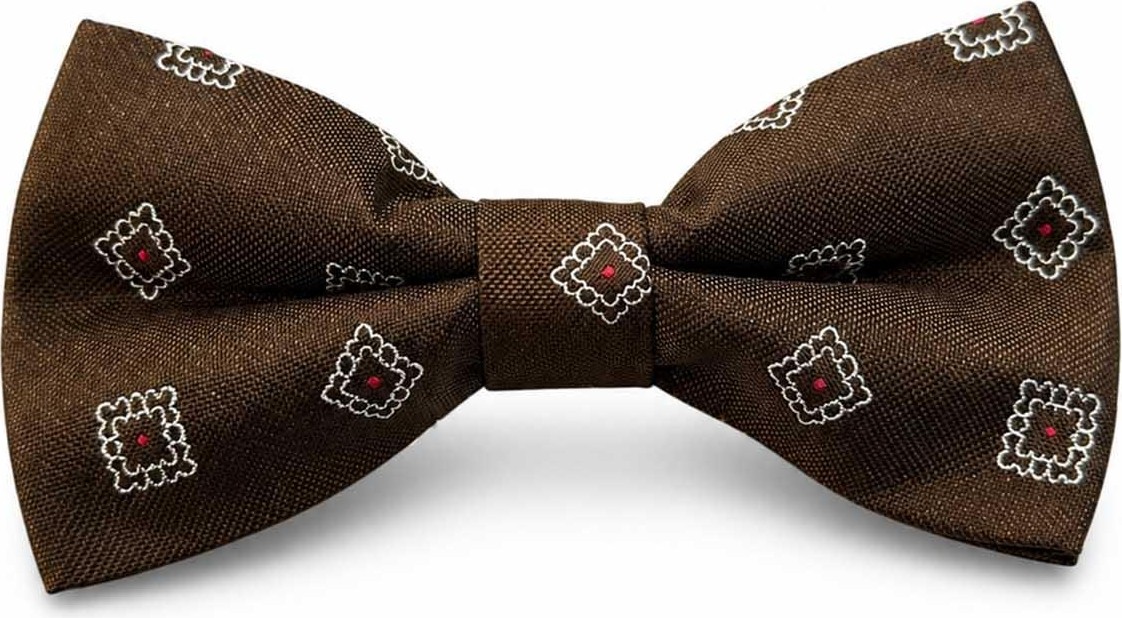 Kravatkolik Kahverengi Motif Ipek Papyon SB243 görsel 2