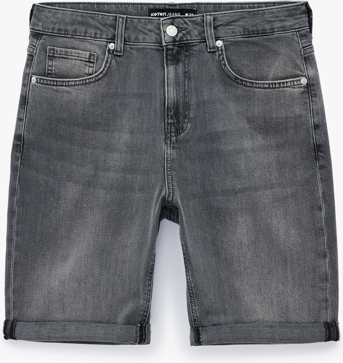 Koton Normal Bel Pamuklu Cepli Bermuda Slim Fit Jean Şort görsel 3