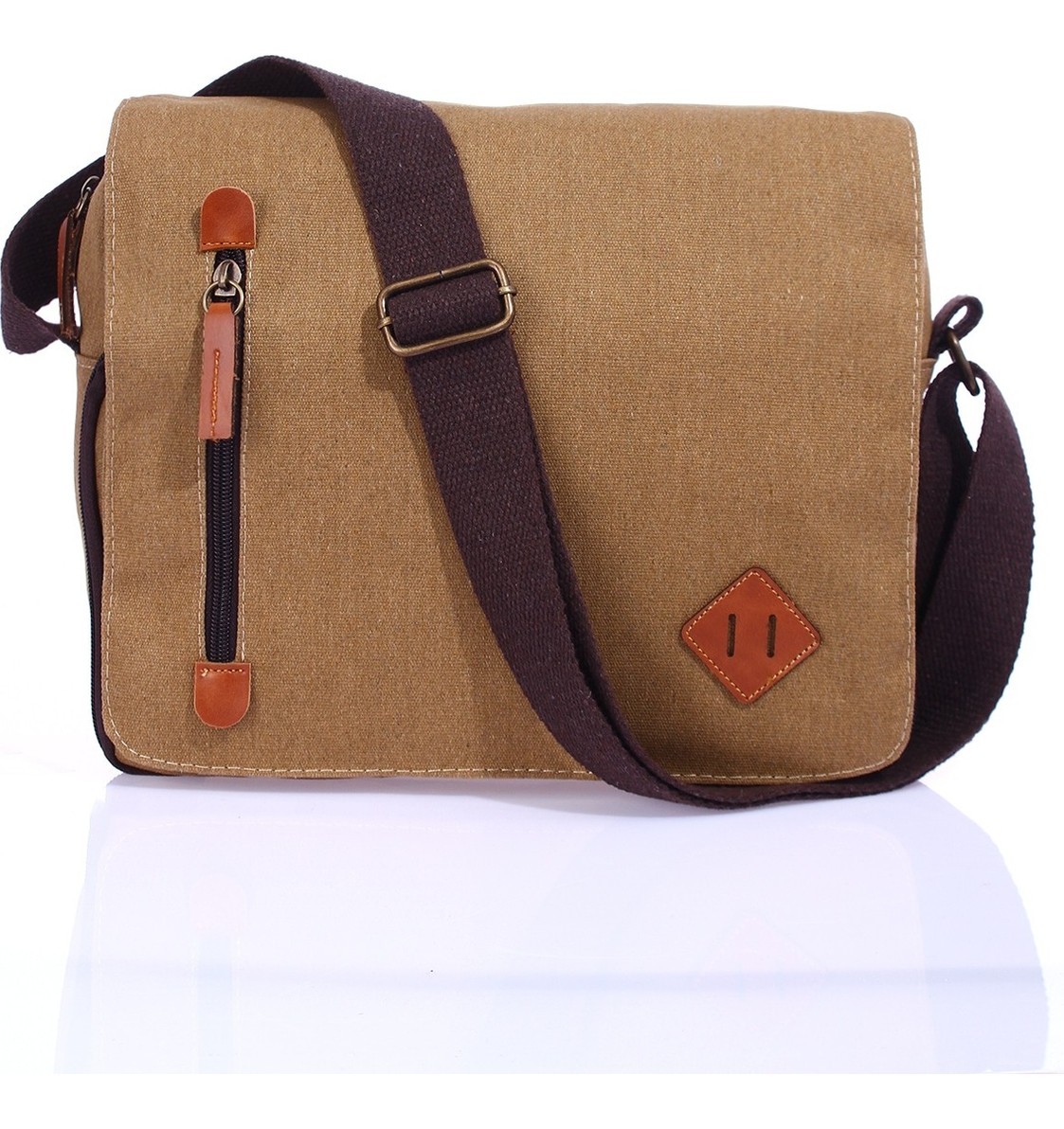 Byhakan GK61 KANVAS POSTACI ÇANTASI ÇOK BÖLMELİ ÜNİVERSİTE OMUZ ÇANTA MACBOOK TABLET ÇANTA görsel 2