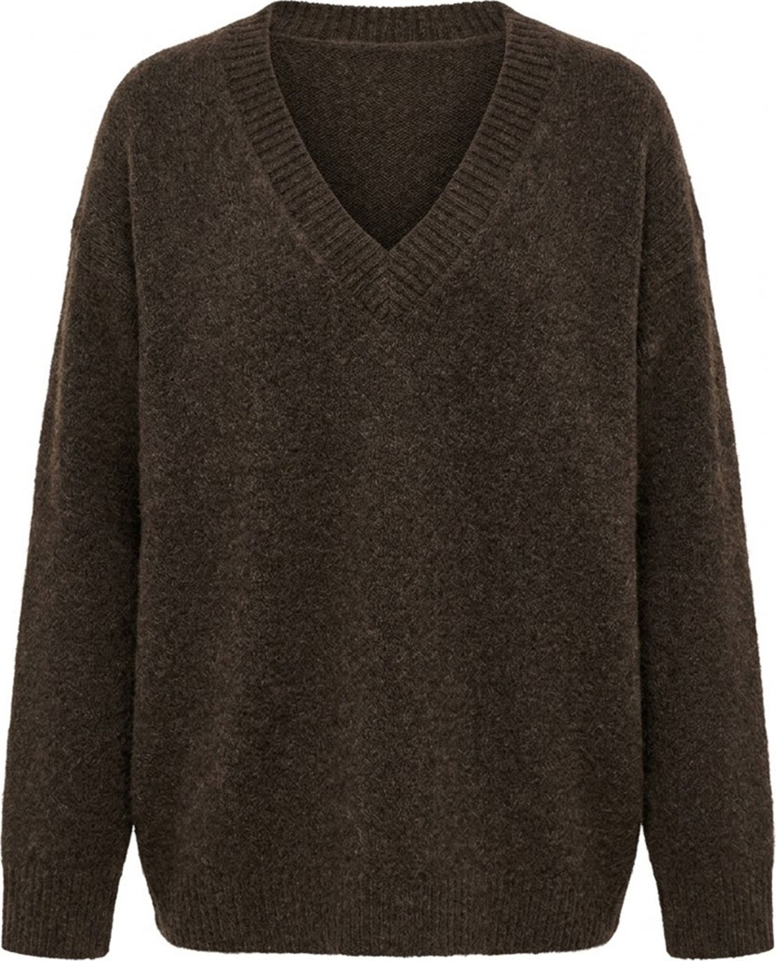 Magarde Oversize V Yaka Triko Kazak- Kahverengi