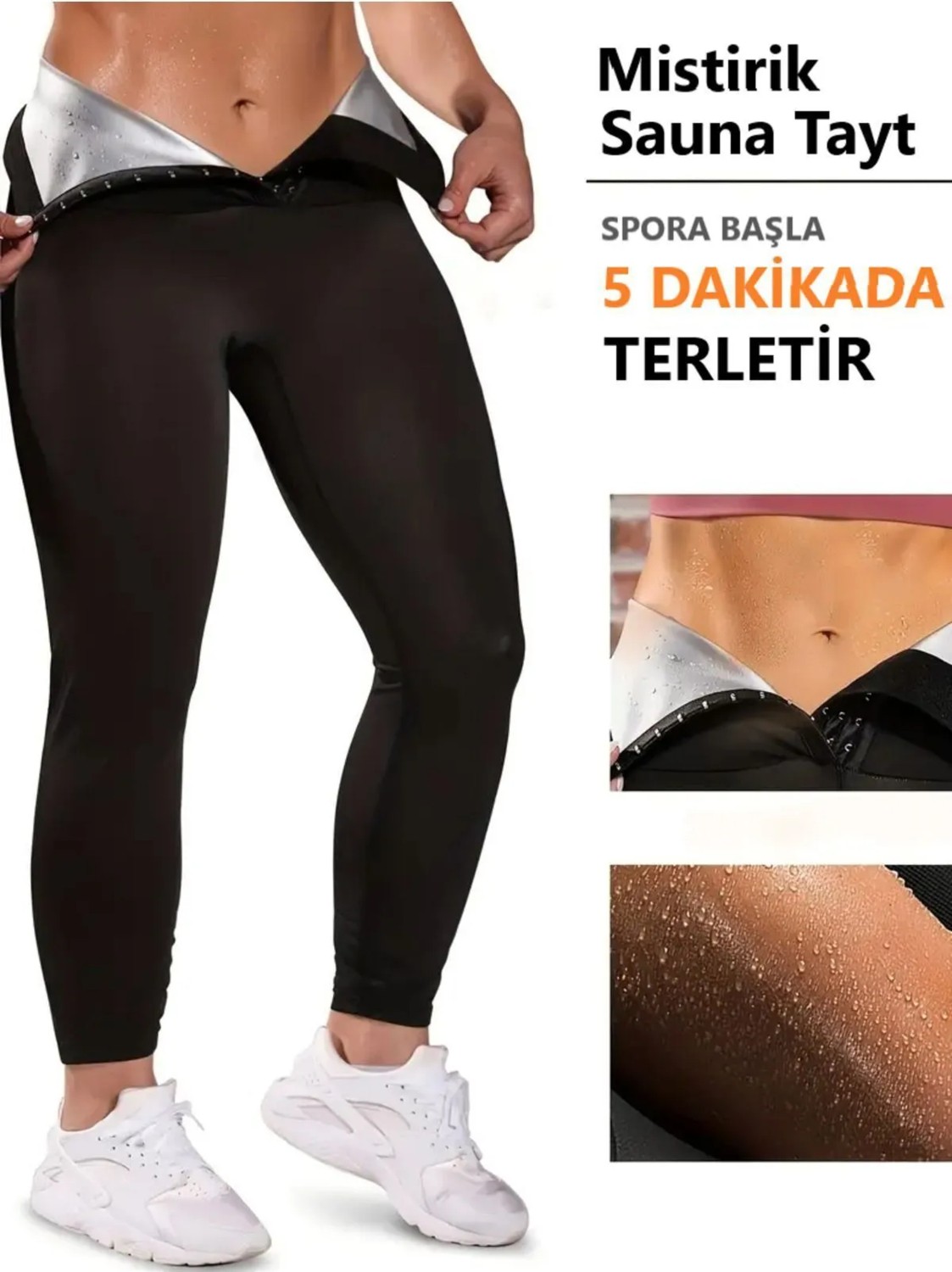 Mistirik Sauna-Tayt Model Yağ Yakmaya ve Inceltmeye Yardımcı Yüksek Bel Agraflı Sauna Termal Tayt görsel 3