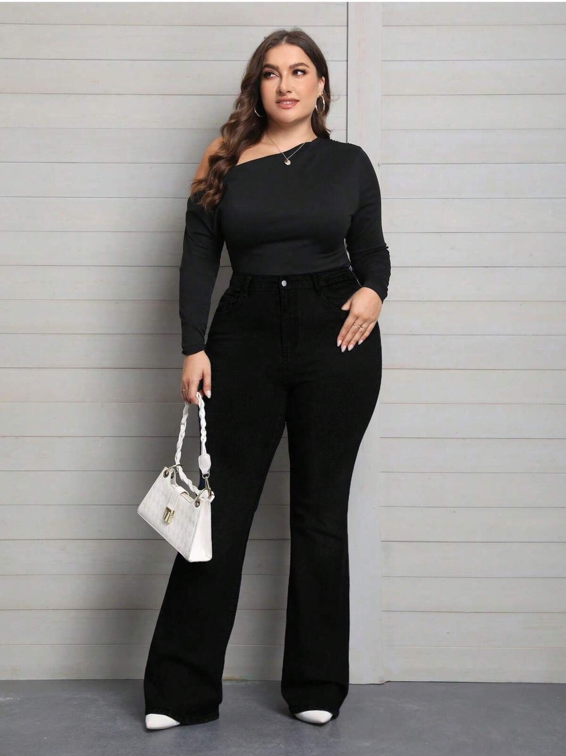 Noxter Kadın Büyük Beden Siyah Denim Pantolon Normal Kalıp 44 Modeli Konforlu Günlük Kullanım İçin görsel 5