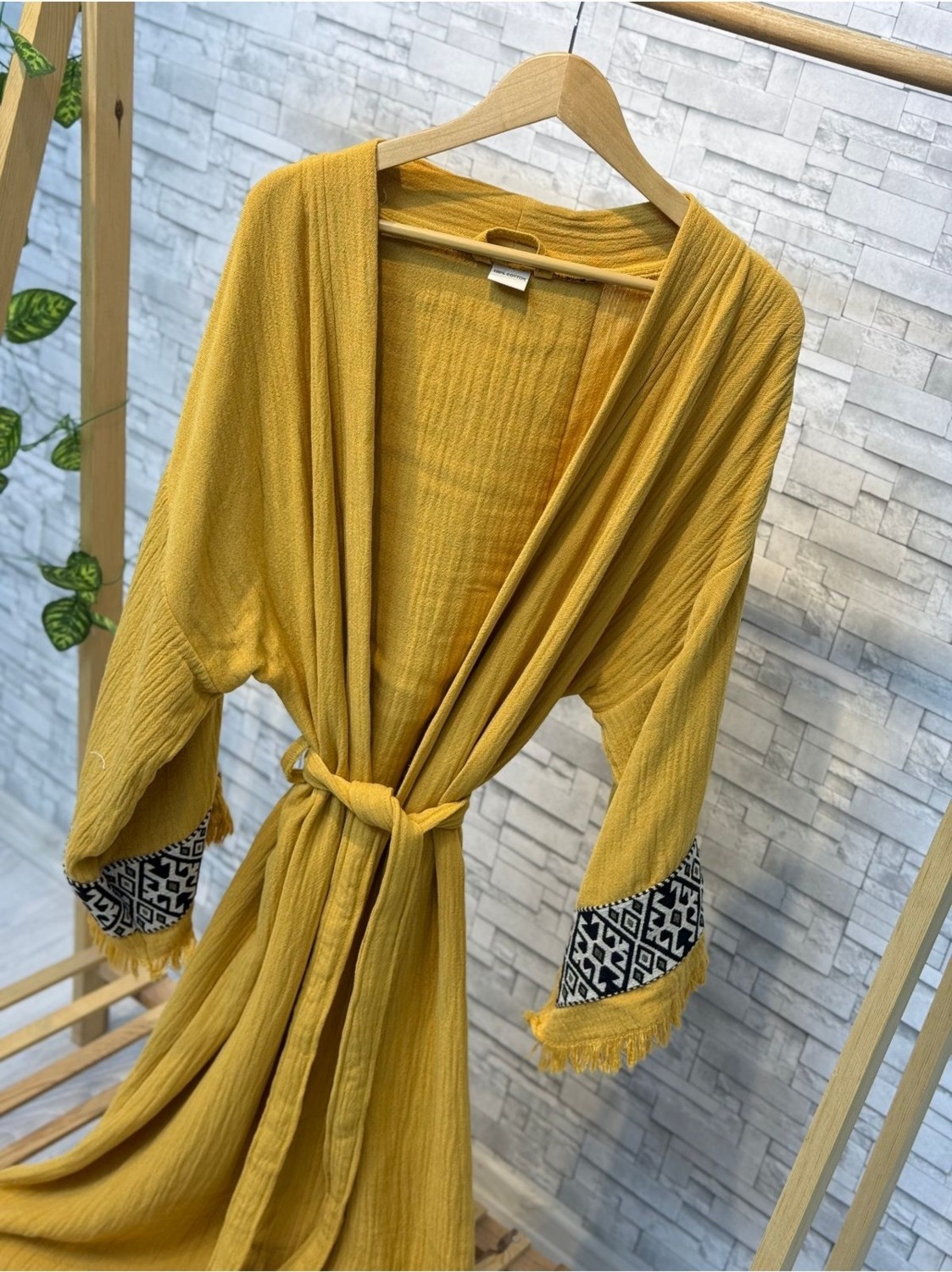 Befera Design Sultan Müslin Kimono %100 Pamuklu Bornoz Kaftan Sabahlık görsel 4