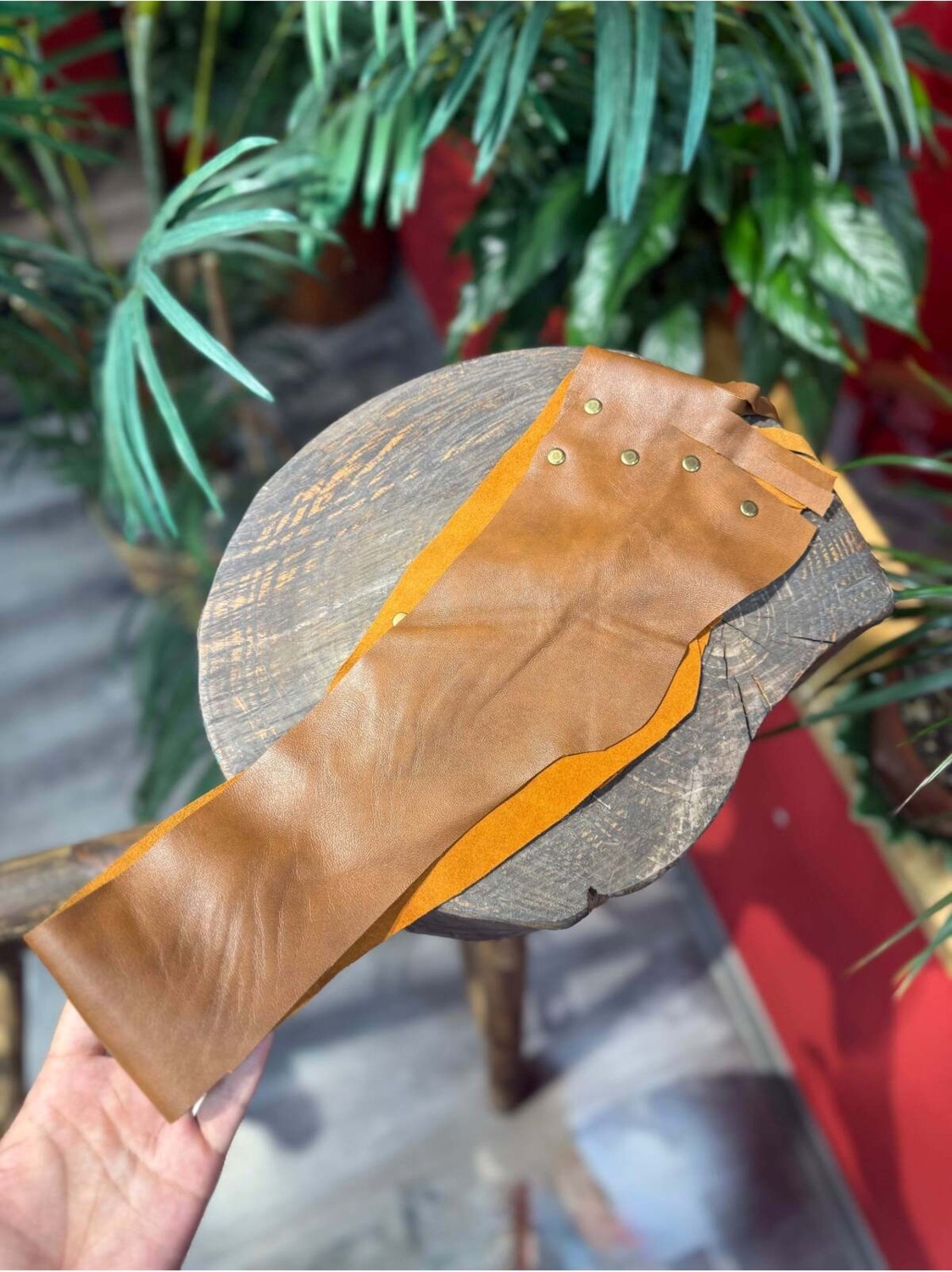 Yılday Gür Butik Helington Hakiki Deri Bohem El Yapımı Bel Kemeri, Taba & Krem görsel 6