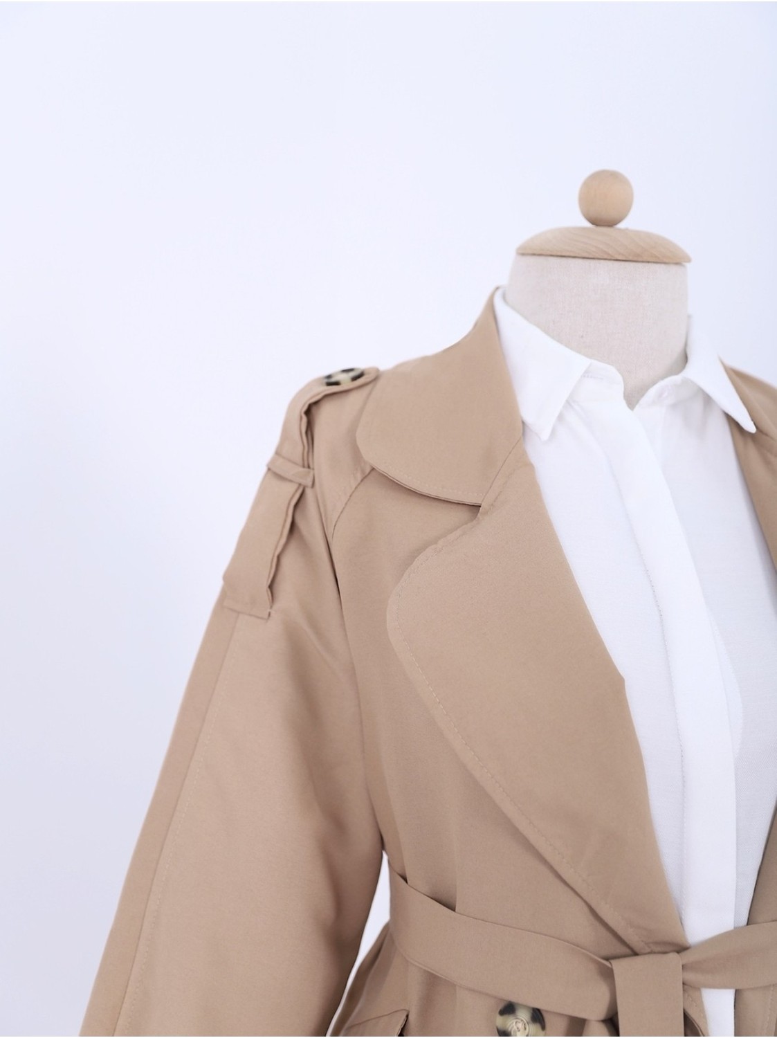 Moda Morfo Kapaklı Cepli Kolu Bağcıklı Trençkot -Siyah görsel 7