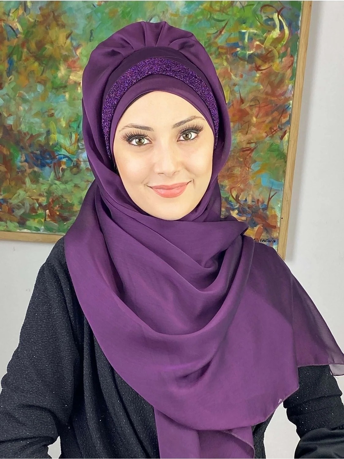 Butik Ambar Topkapı Model Mor Büzgülü Şal