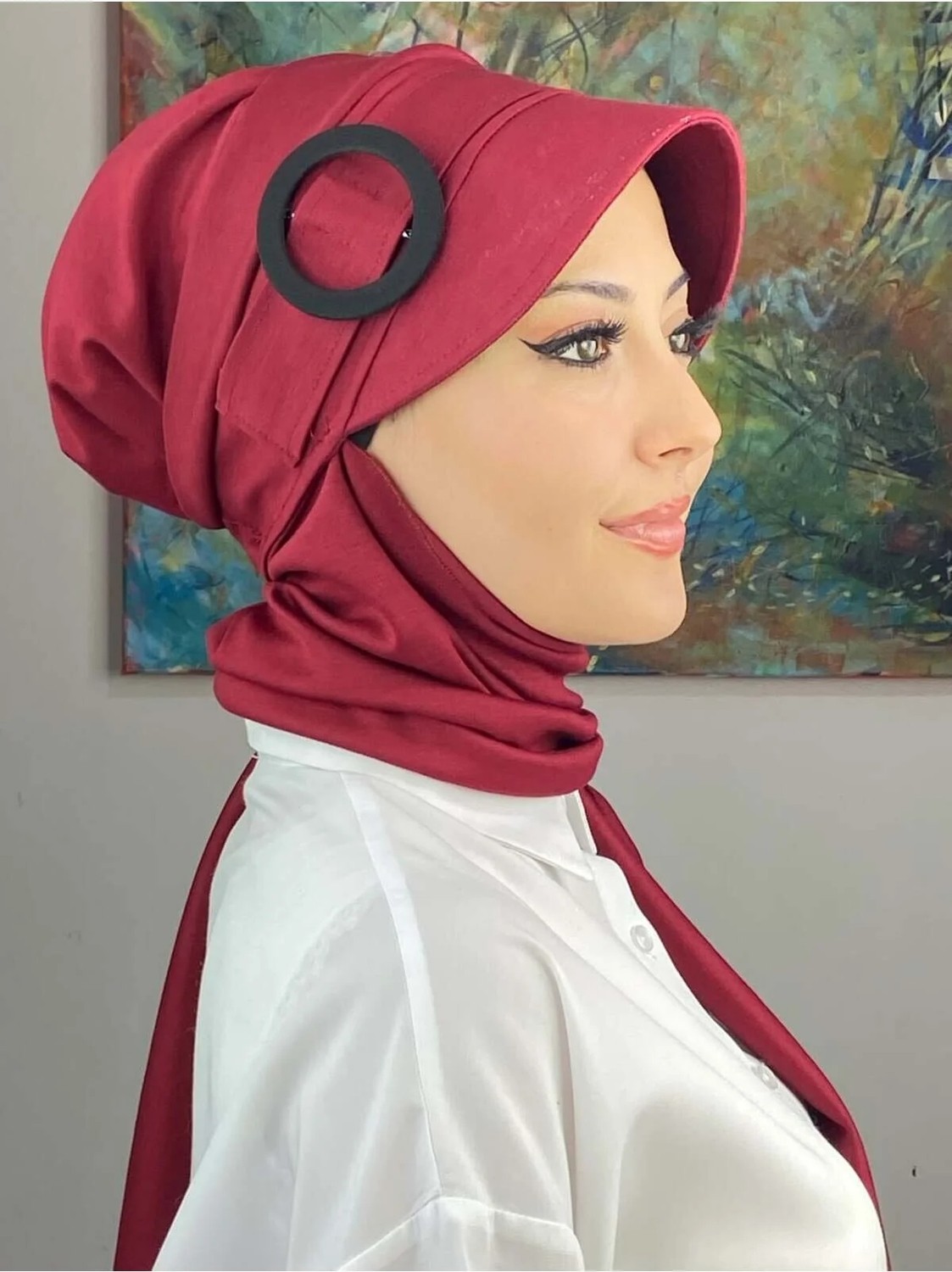Butik Ambar Şerit Detaylı Tokaluı Şapka