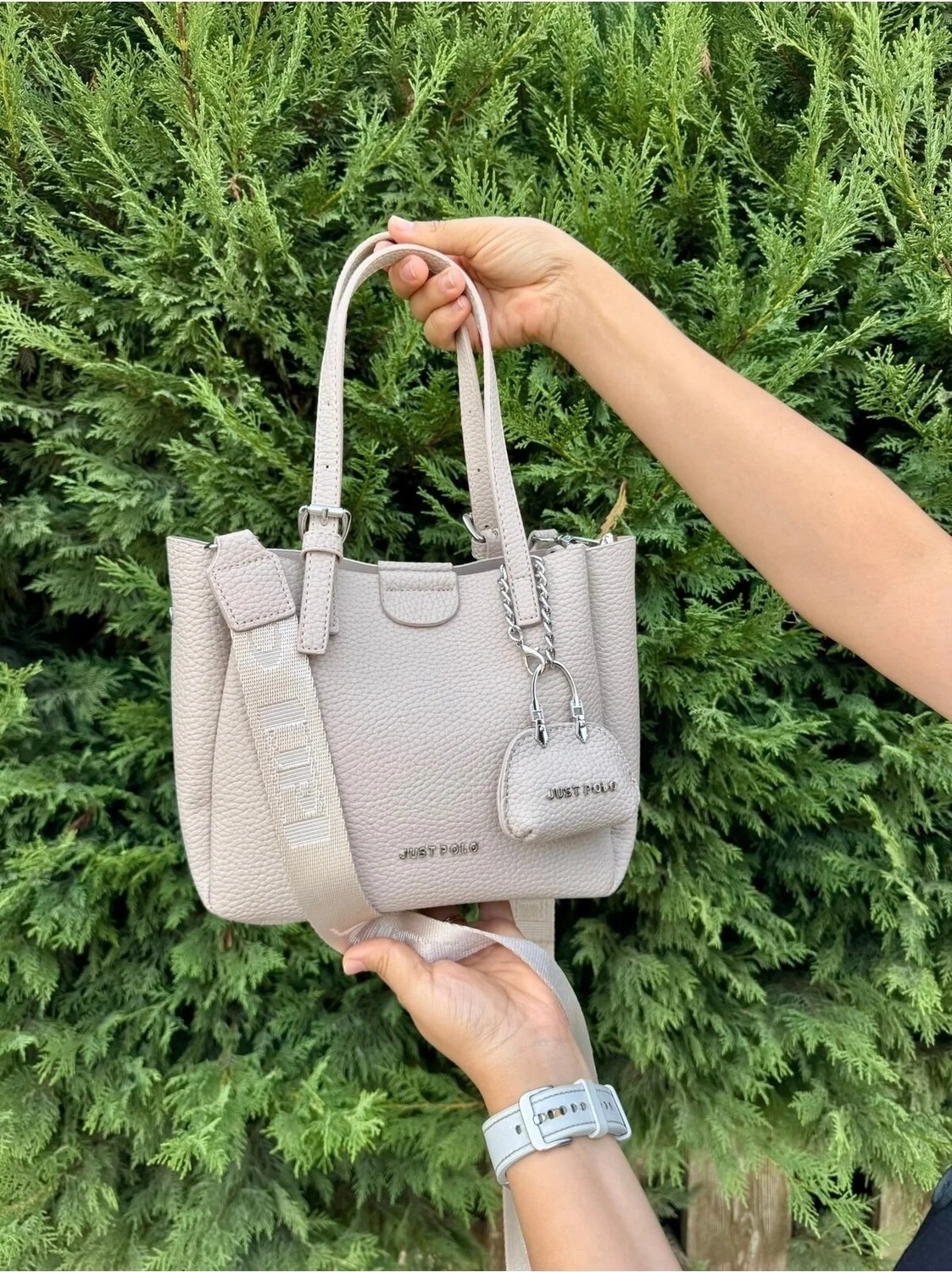 Just Polo Kadın Yeni Sezon 3 Bölmeli Yumuşak Deri Lüks ve Şık Dokunuş El & Omuz Çantası Shoulder Bag görsel 5