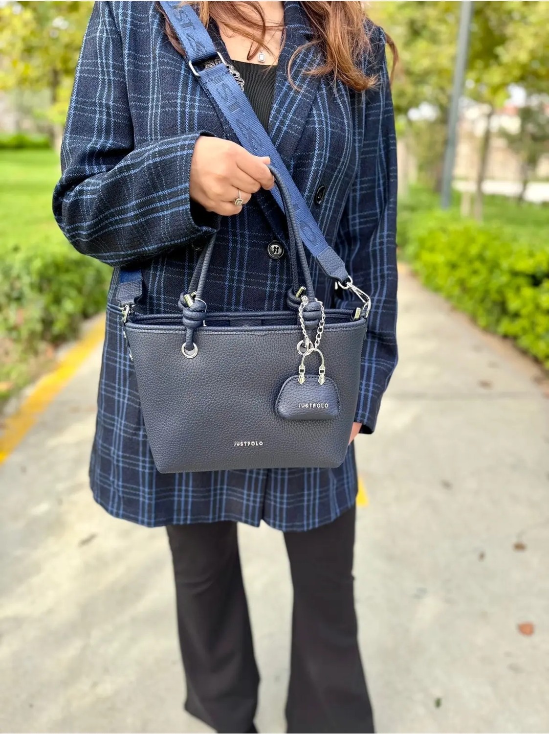 Just Polo Kadın Yeni Sezon Yumuşak Deri 4 Bölmeli Ayarlanabilir Askılı Lüks El ve Omuz Çantası Shopper