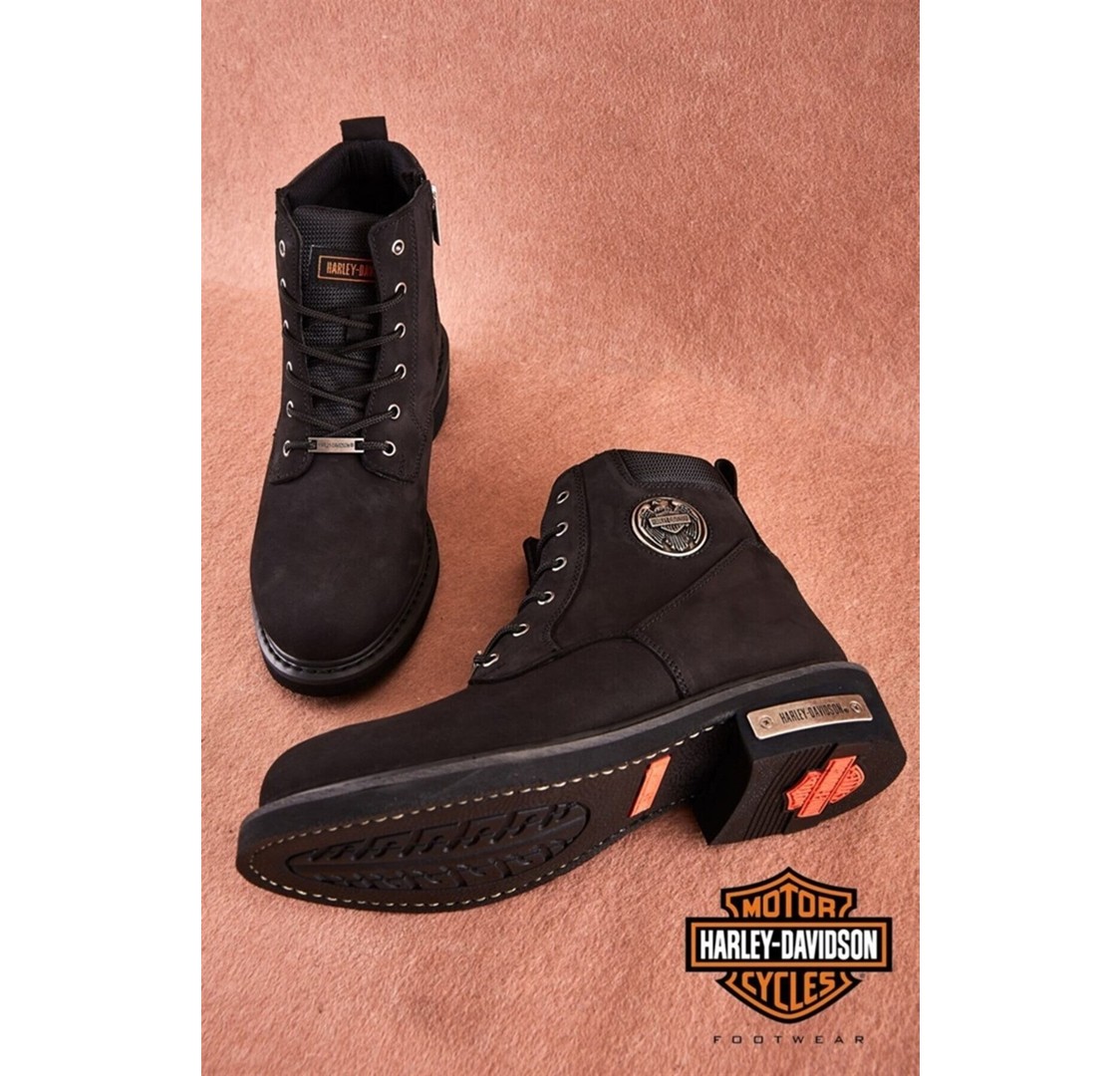 Harley Davidson Jim Erkek Siyah Nubuk Bot görsel 3
