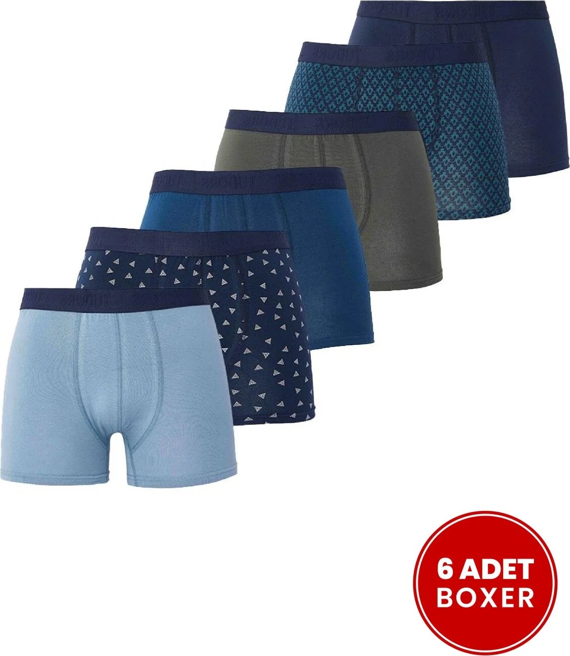 Tudors Erkek 6'lı Pamuklu Likralı Esnek Kumaş Premium Seri Boxer