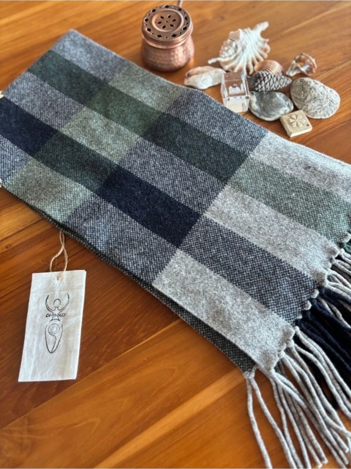 Chinko Püsküllü Jakarlı Lambswool Erkek Atkı