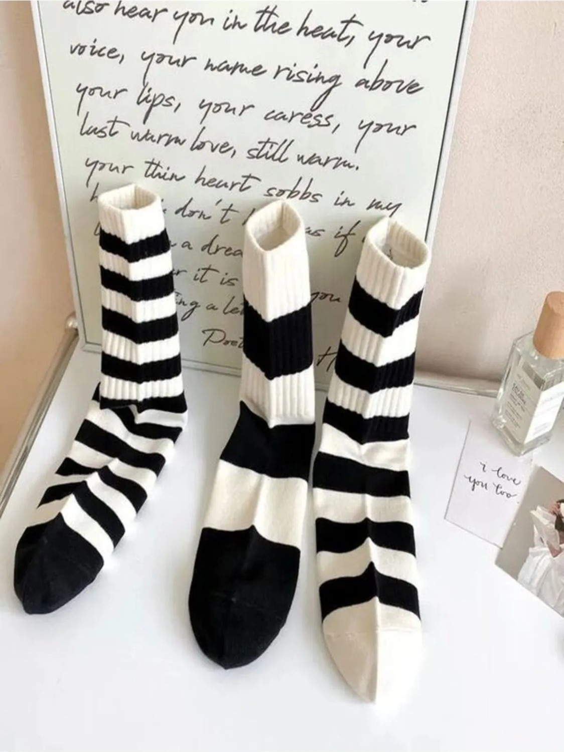 Sky Socks 5'li Ekonomik Paket Siyah-Beyaz Çizgili Desenli Unisex Tenis Çorap görsel 4