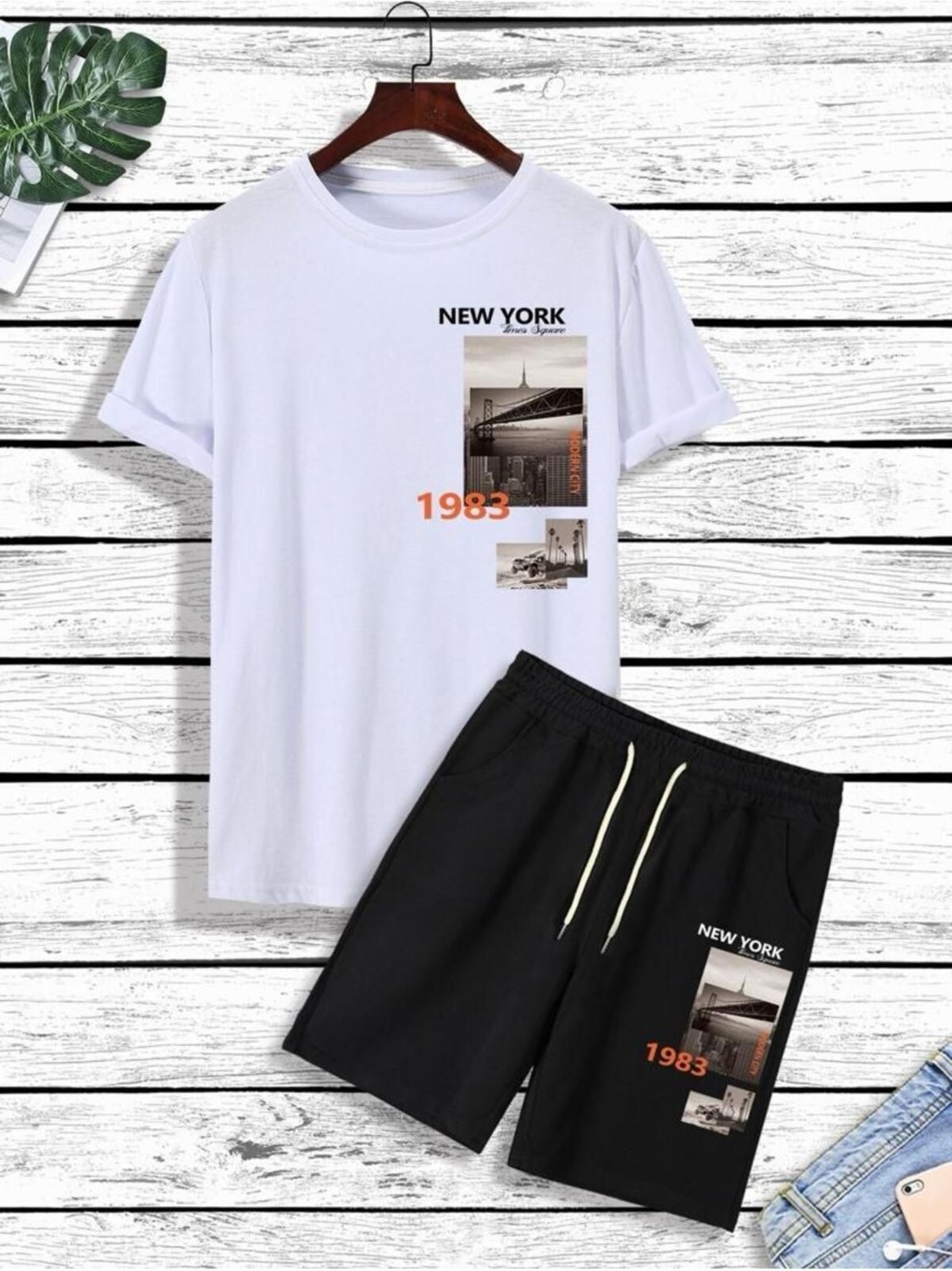 Yoho Sport Unısex New York Şehır Baskılı Tişört Şort Takımı