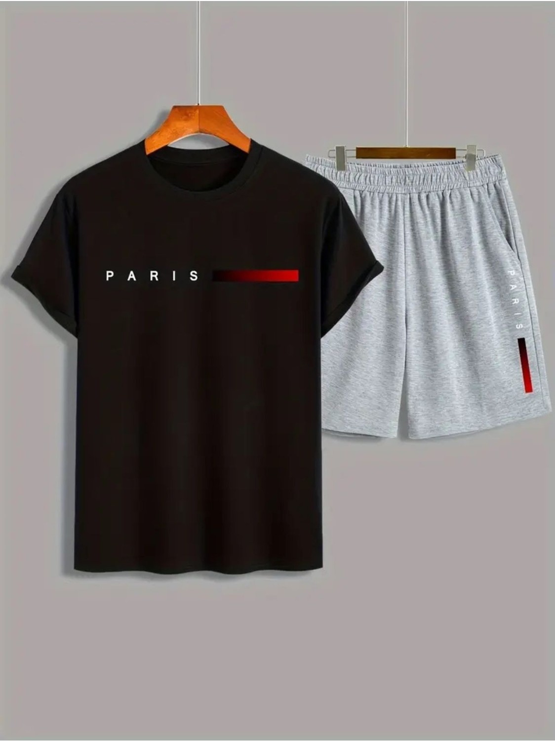 Yoho Sport Oversize T-Shirt Paris Baskılı Ünisex Yazlık T-Shirt ve Şort 2 Li Set Combin Takım görsel 5