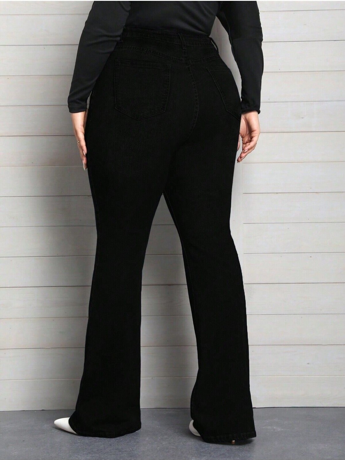 Noxter Kadın Büyük Beden Siyah Denim Pantolon Normal Kalıp 44 Modeli Konforlu Günlük Kullanım İçin görsel 3